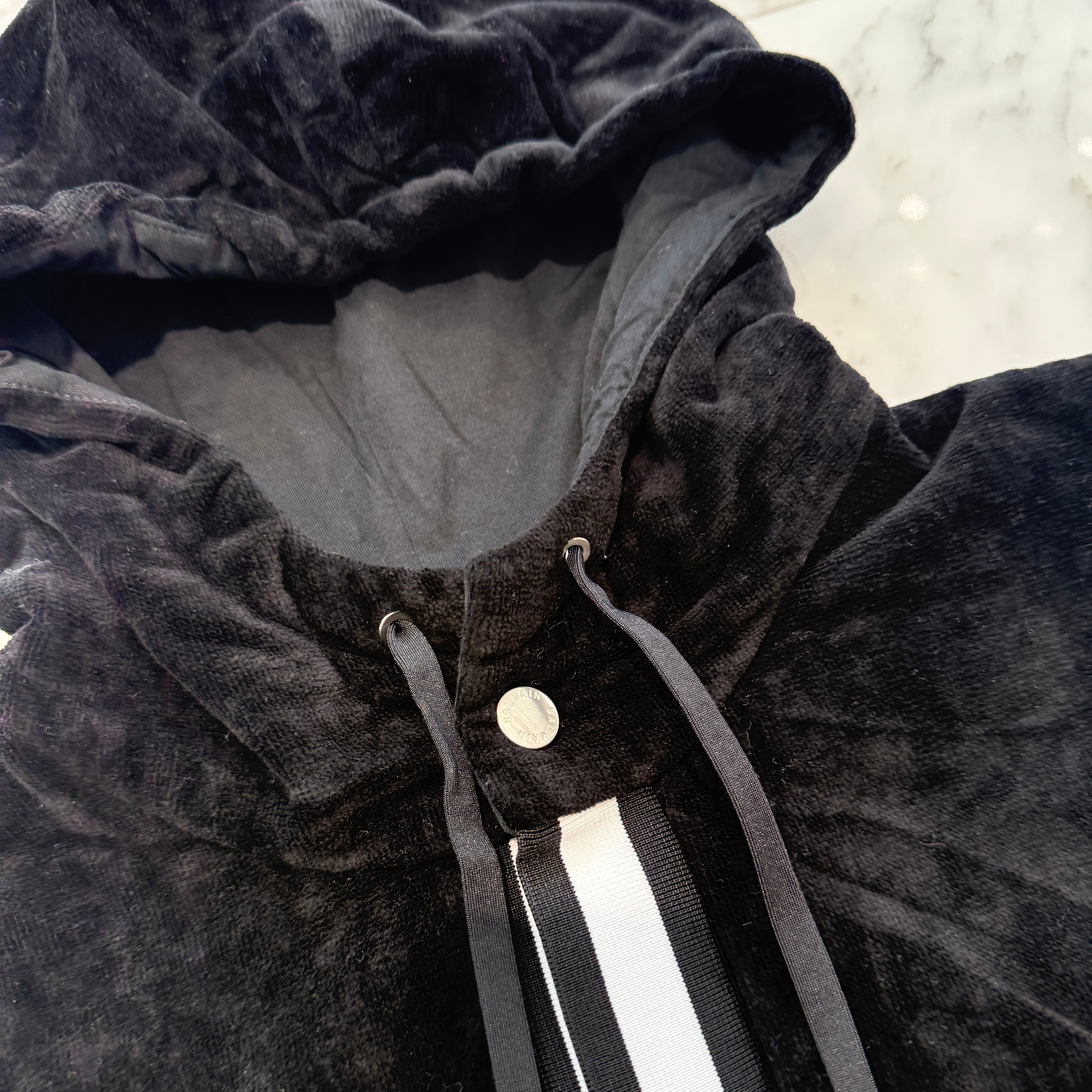 BALMAIN 2022AW Half Snap Button Corduroy Hoodie Size L バルマン ハーフスナップボタン コーデュロイ フーディー サイズL