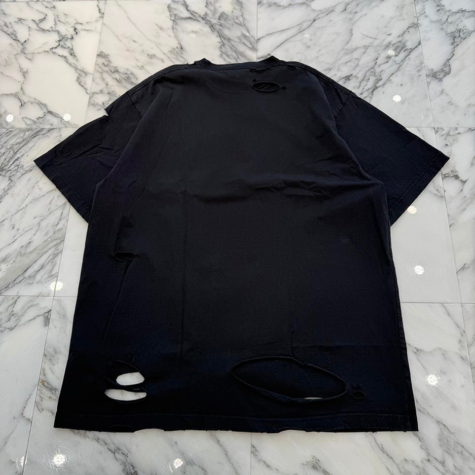 BALENCIAGA 2021SS Destroyed Logo Print Tee 651795 TKVB8 Size S バレンシアガ デストロイ加工 ロゴプリント Tシャツ サイズS