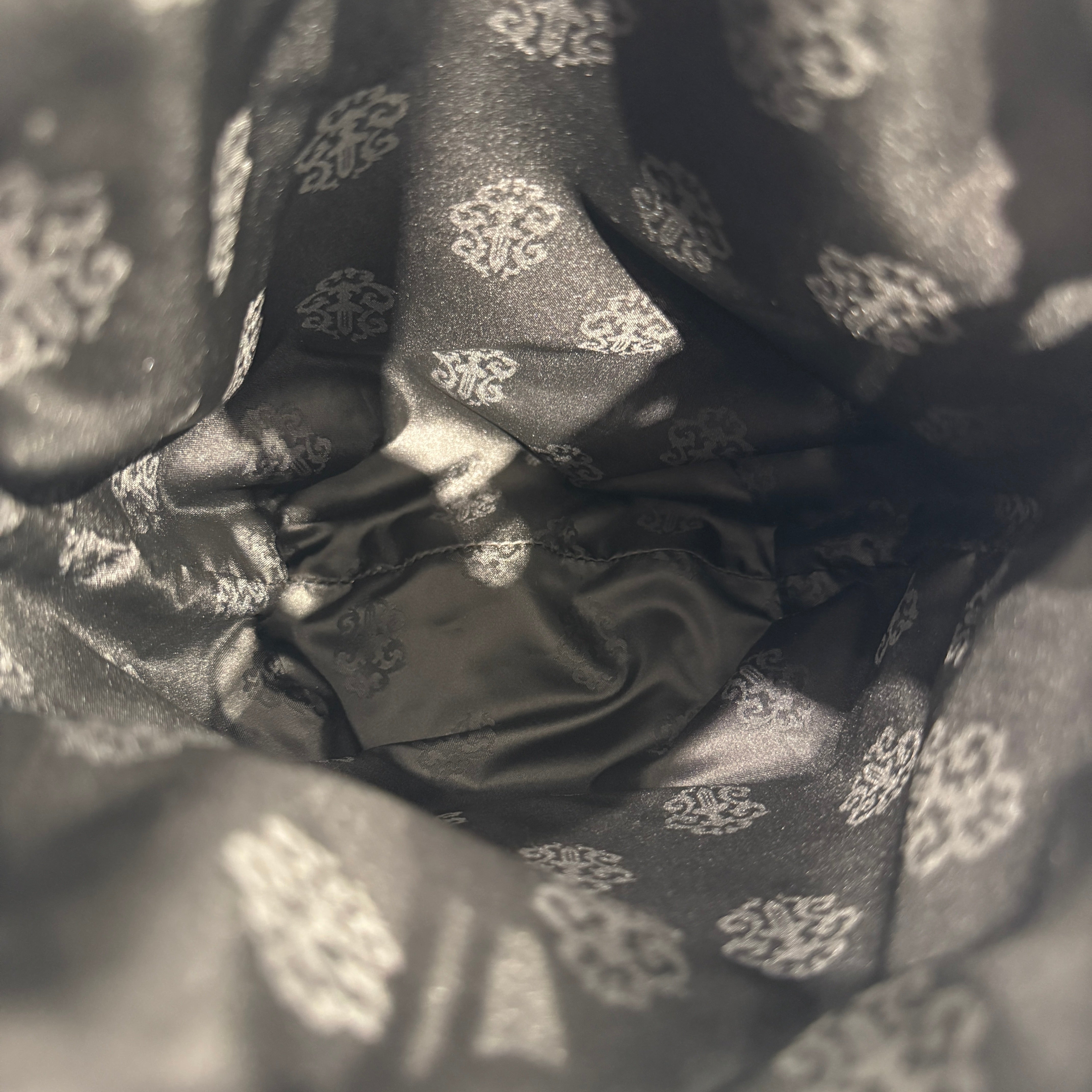 CHROME HEARTS Leather Cross Patch Drawstring Sack Leather Bag クロムハーツ レザークロスパッチ ドローストリング サックレザーバッグ 巾着