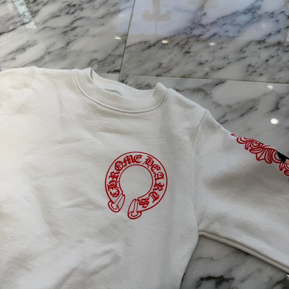 CHROME HEARTS × DEADLY DOLL Floral Cross Horseshoe Print Sweatshirt Size 2T クロムハーツ×デッドリードール フローラルクロス ホースシュープリント スウェットシャツ サイズ2T