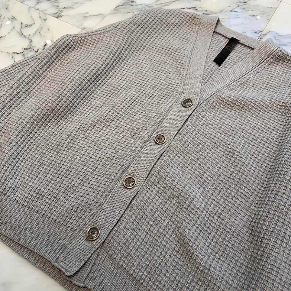 CHROME HEARTS YNOT Leather Cross Patch Cashmere Knit Cardigan Size L クロムハーツ ワイノット レザークロスパッチ カシミヤ ニットカーディガン サイズL