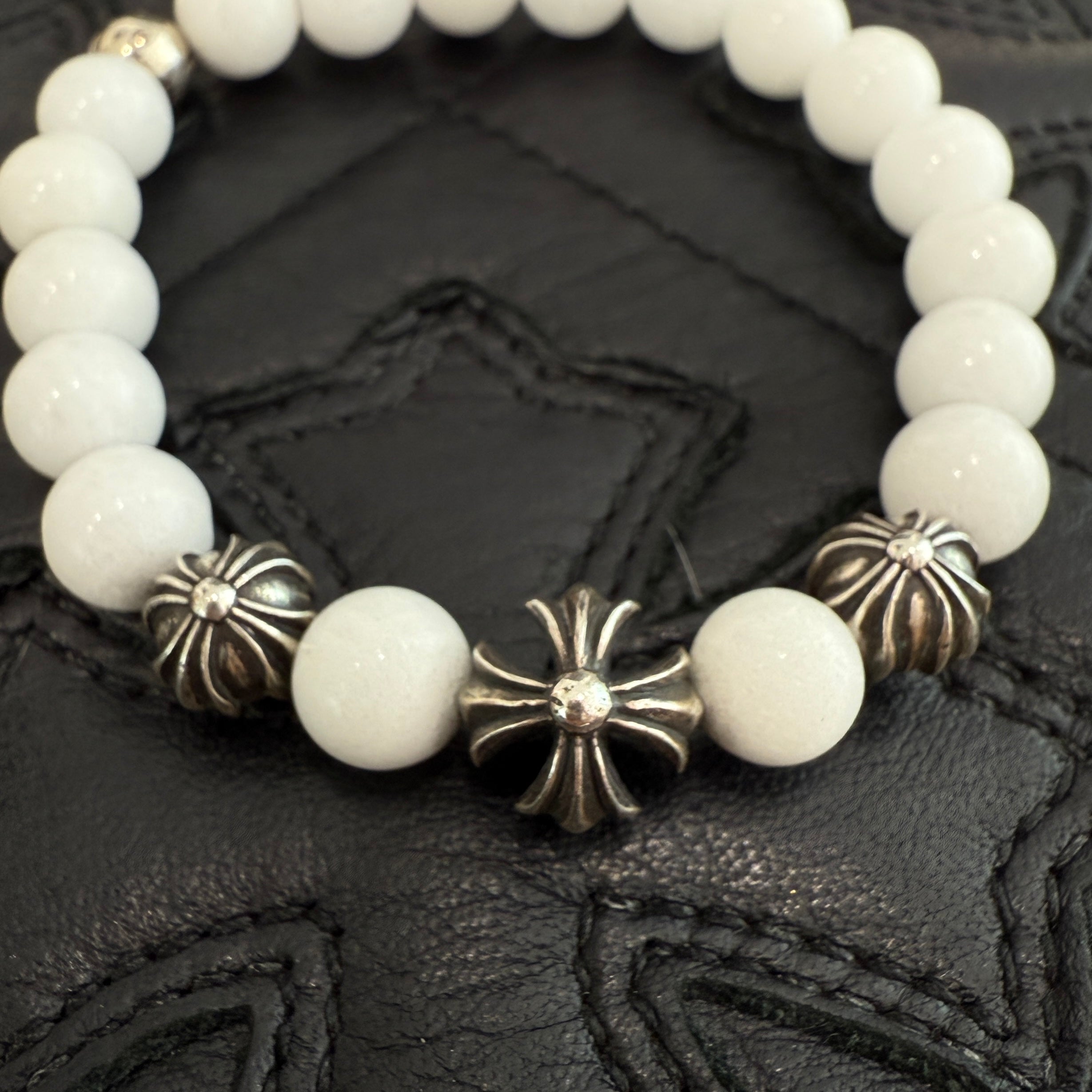 CHROME HEARTS CH Plus White Beads Bracelet クロムハーツ CHプラス ホワイトビーズ ブレスレット