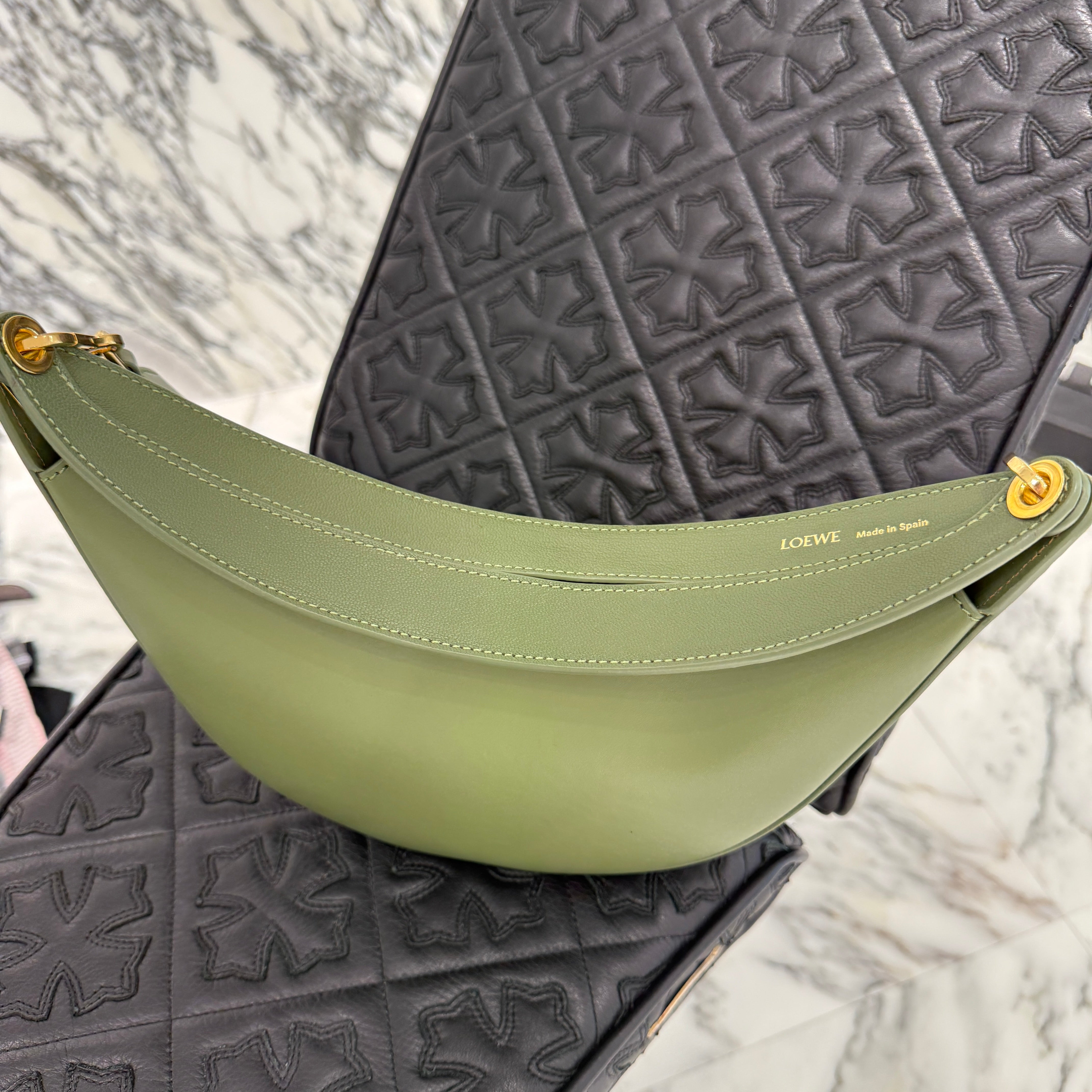 LOEWE 2024SS Luna Logo Detail Leather Shoulder Bag A923PM1X01 ロエベ ルナ レザー ショルダーバッグ