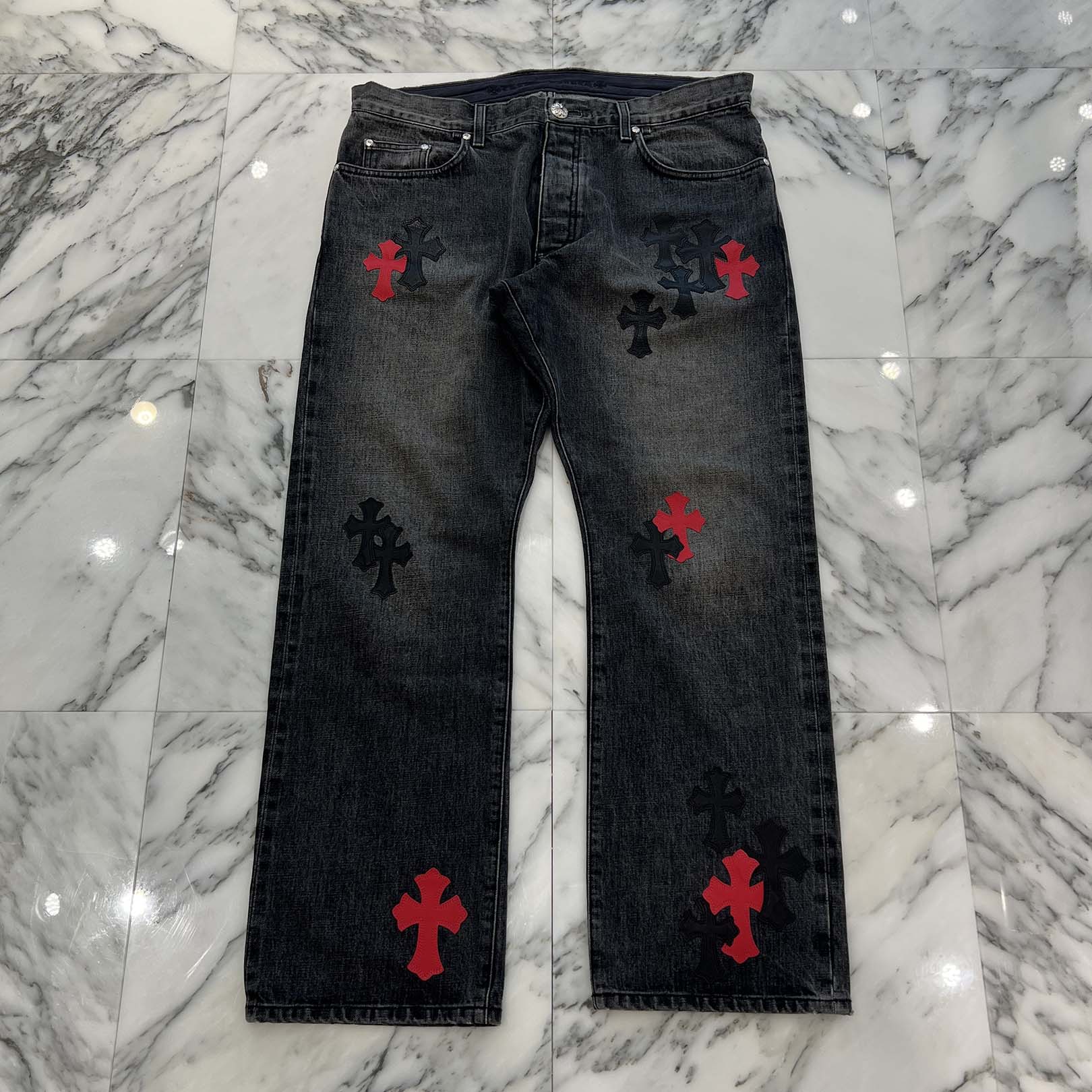 CHROME HEARTS VNTG Cross Leather Patch Jeans Size 38 クロムハーツ ヴィンテージ クロス レザーパッチ ジーンズ サイズ38