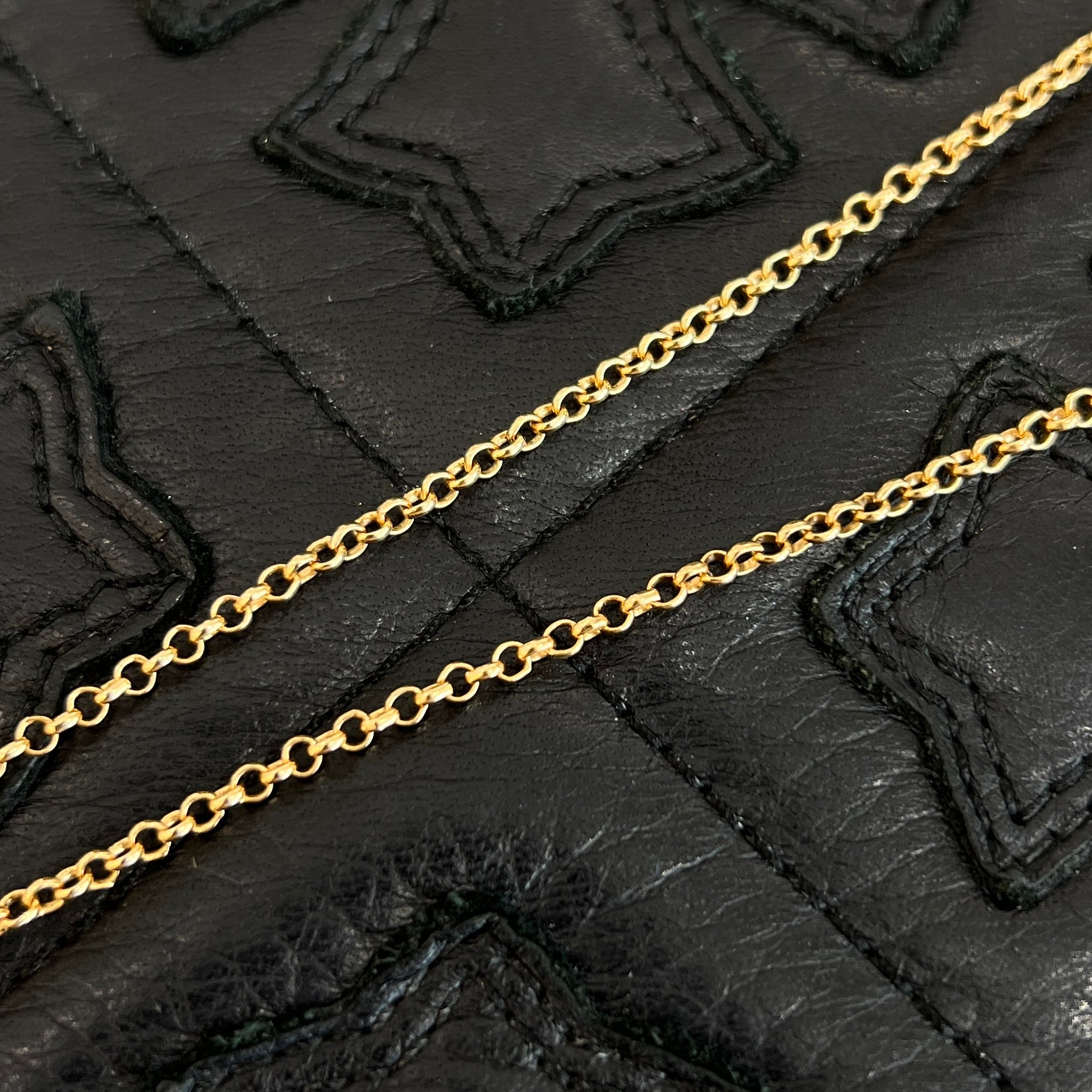 CHROME HEARTS 22K Safety Pin 1 Emerald Roll Chain Necklace Size 16 Inch クロムハーツ 22K セーフティピン 1エメラルド ロールチェーン ネックレス 16インチ