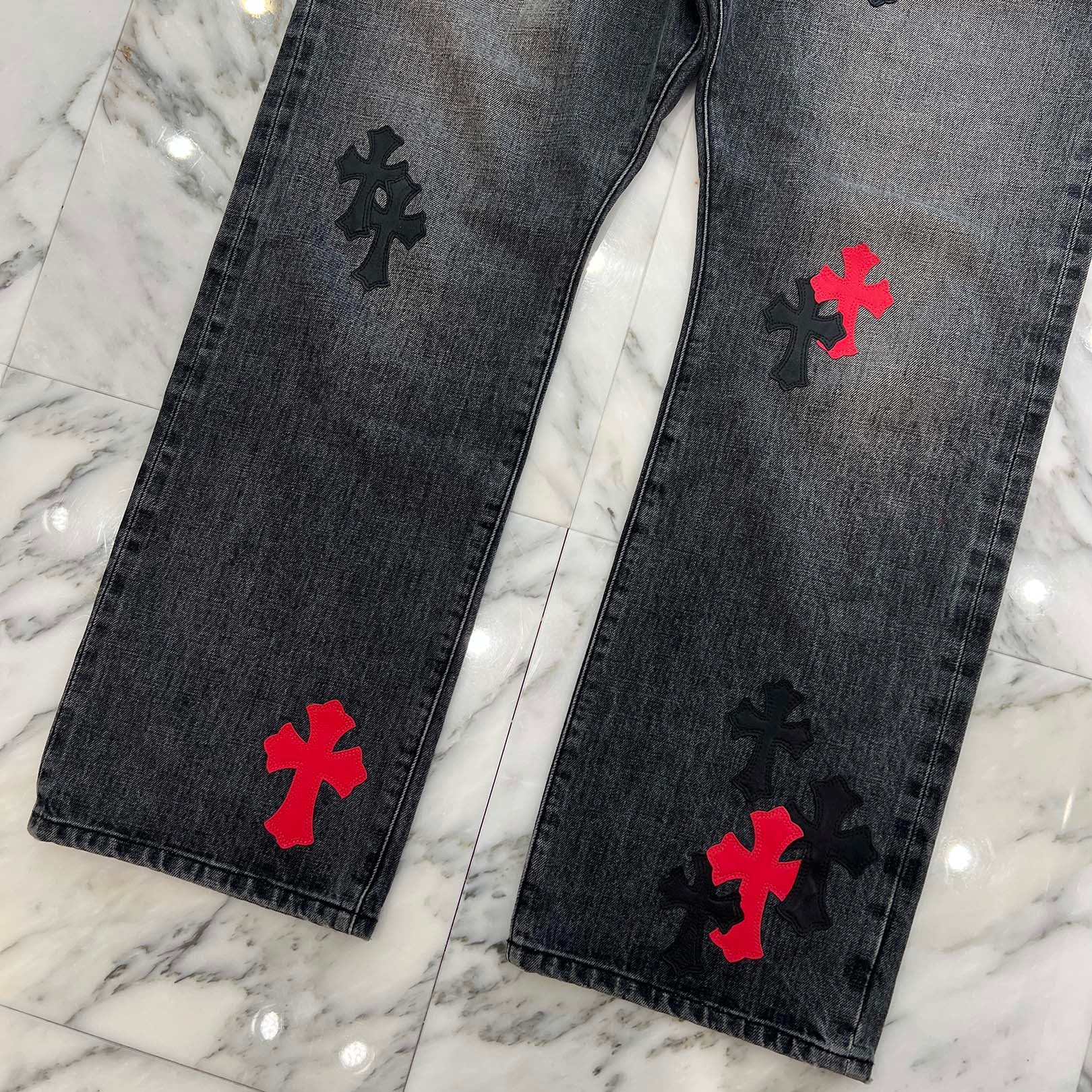 CHROME HEARTS VNTG Cross Leather Patch Jeans Size 38 クロムハーツ ヴィンテージ クロス レザーパッチ ジーンズ サイズ38