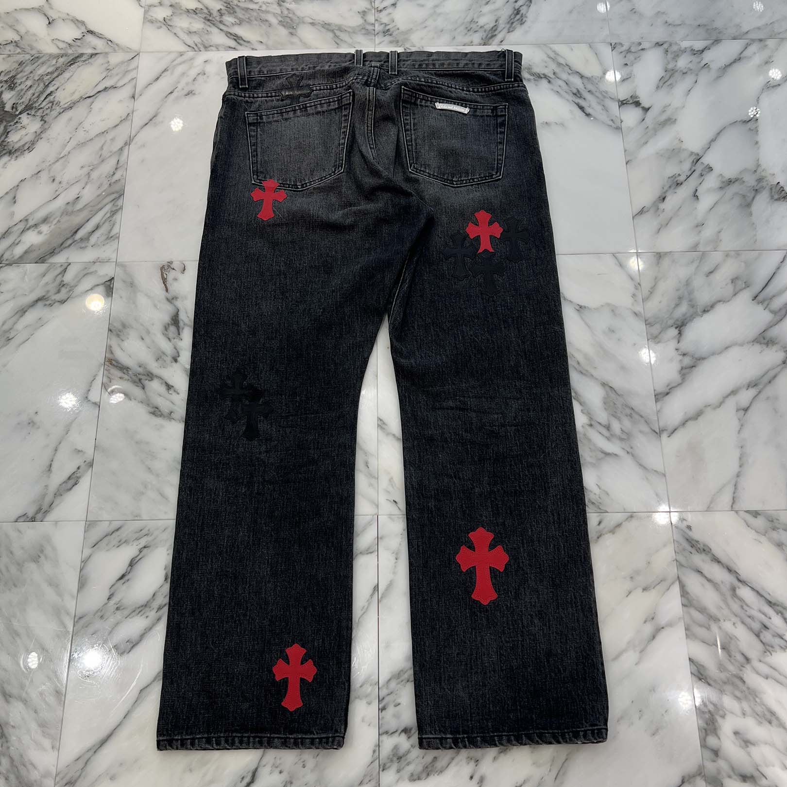 CHROME HEARTS VNTG Cross Leather Patch Jeans Size 38 クロムハーツ ヴィンテージ クロス レザーパッチ ジーンズ サイズ38