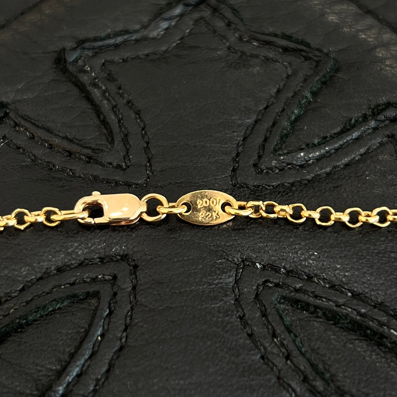 CHROME HEARTS 22K Safety Pin 1 Emerald Roll Chain Necklace Size 16 Inch クロムハーツ 22K セーフティピン 1エメラルド ロールチェーン ネックレス 16インチ