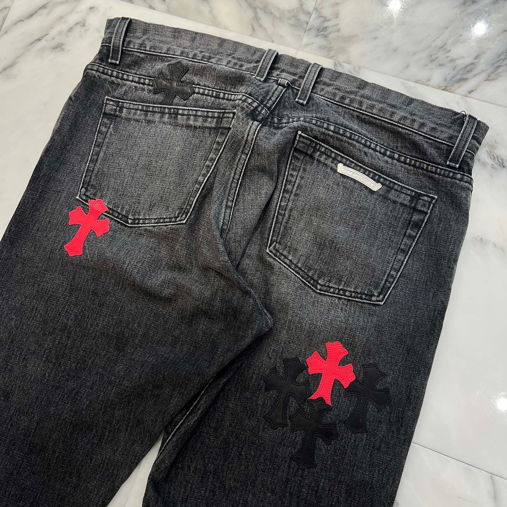 CHROME HEARTS VNTG Cross Leather Patch Jeans Size 38 クロムハーツ ヴィンテージ クロス レザーパッチ ジーンズ サイズ38
