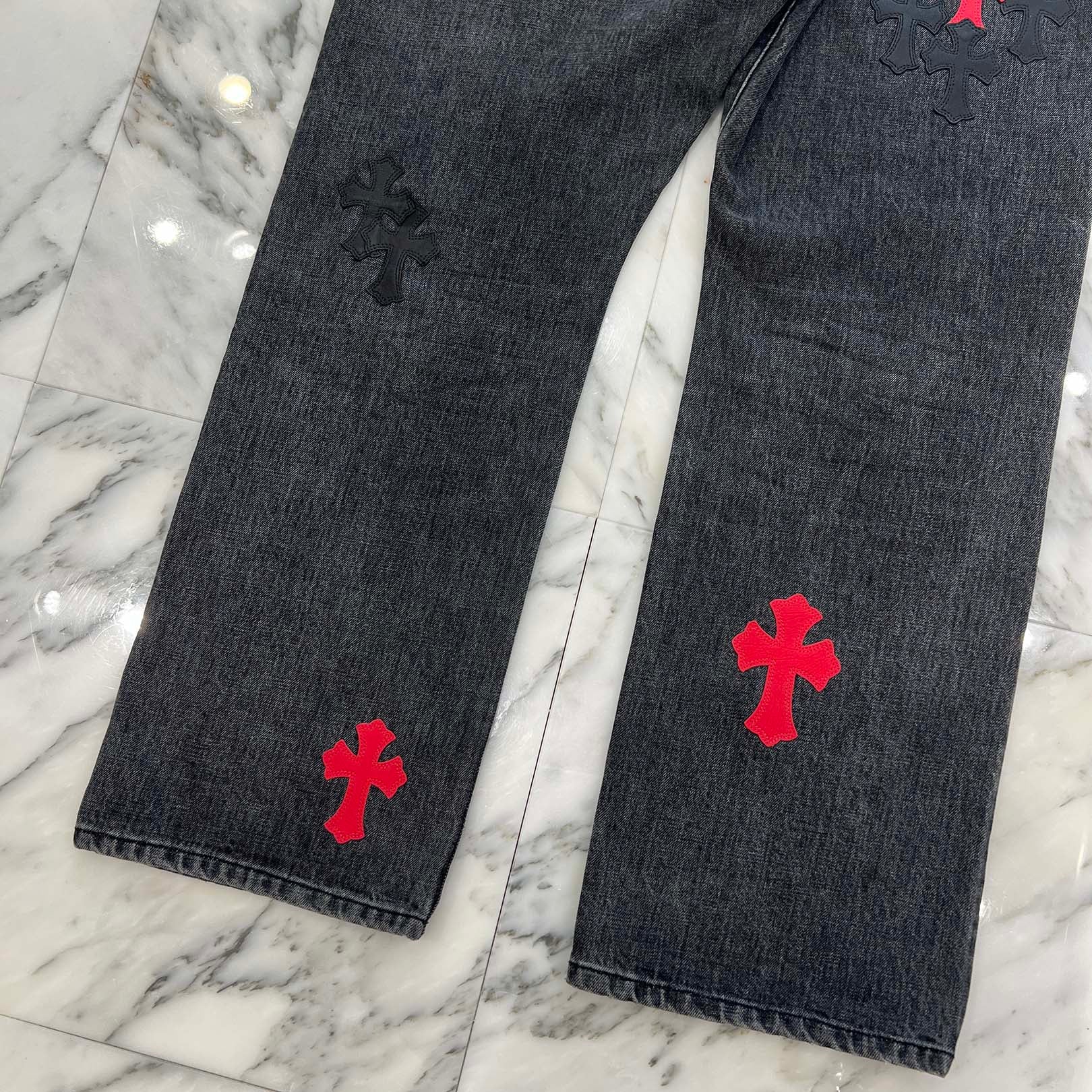 CHROME HEARTS VNTG Cross Leather Patch Jeans Size 38 クロムハーツ ヴィンテージ クロス レザーパッチ ジーンズ サイズ38