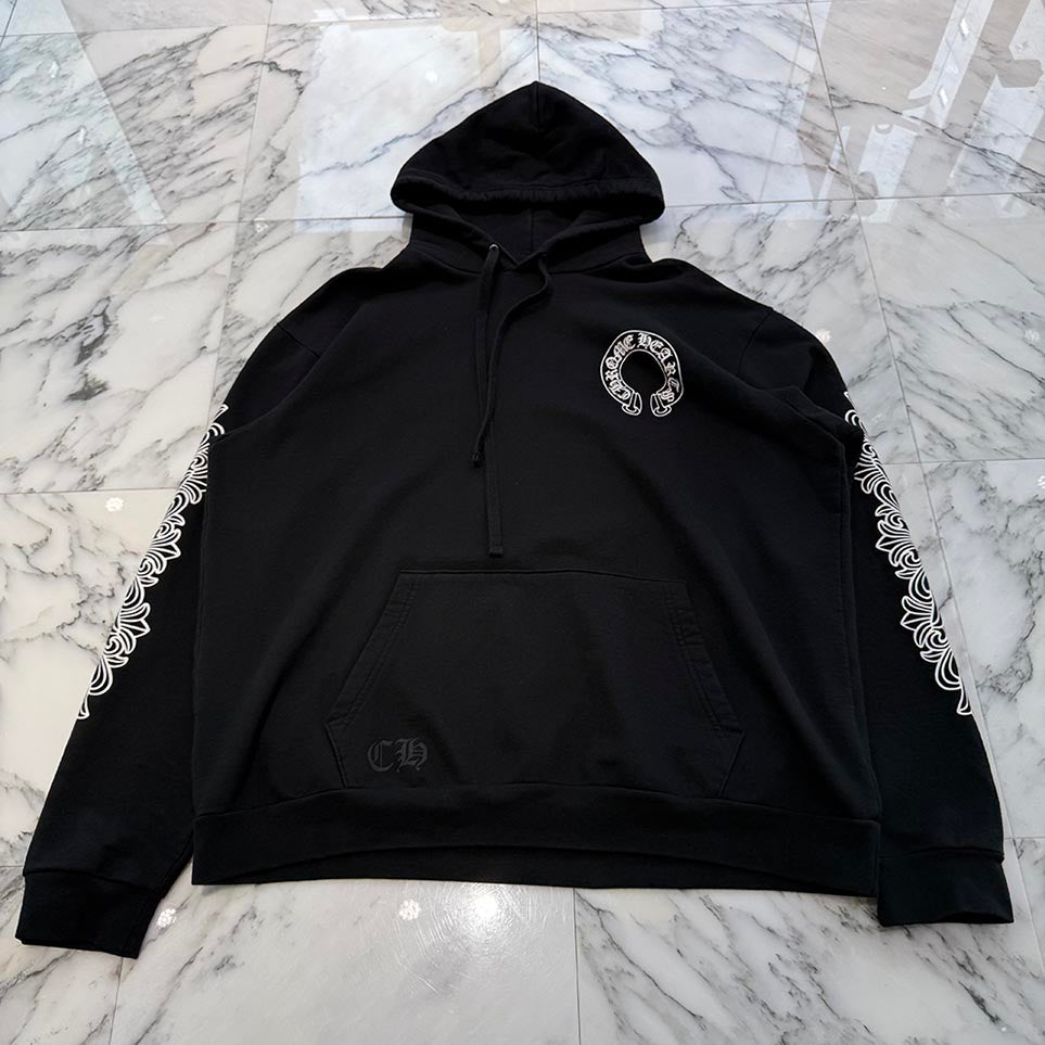 CHROME HEARTS Floral Cross Horseshoe Pullover Hoodie Size XL クロムハーツ フローラルクロスホースシュー プルオーバーフーディ サイズXL