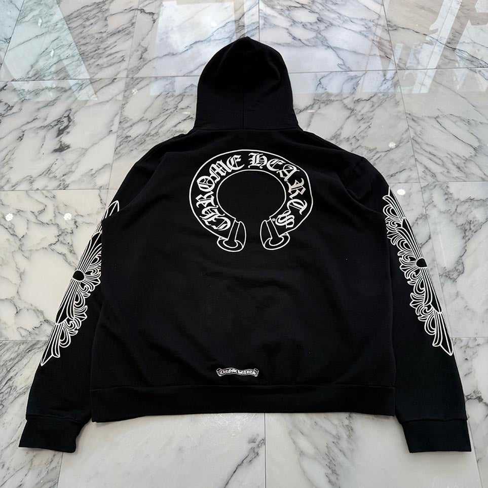 CHROME HEARTS Floral Cross Horseshoe Pullover Hoodie Size XL クロムハーツ フローラルクロスホースシュー プルオーバーフーディ サイズXL