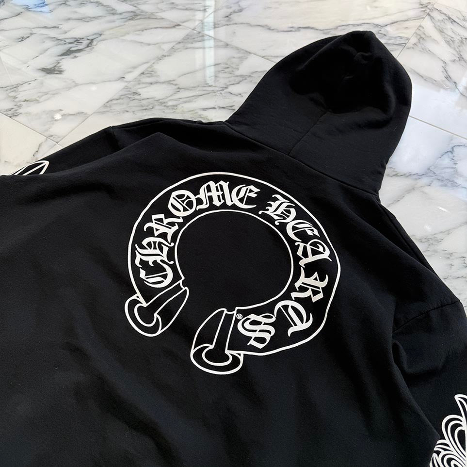 CHROME HEARTS Floral Cross Horseshoe Pullover Hoodie Size XL クロムハーツ フローラルクロスホースシュー プルオーバーフーディ サイズXL