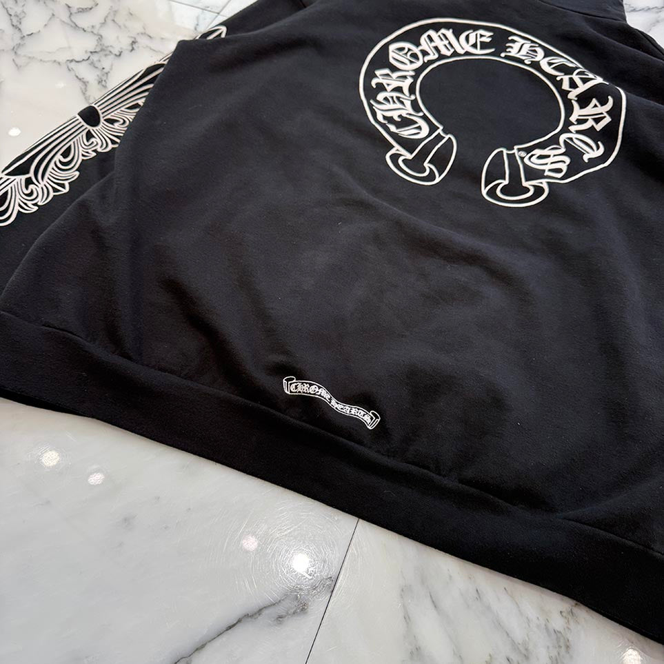 CHROME HEARTS Floral Cross Horseshoe Pullover Hoodie Size XL クロムハーツ フローラルクロスホースシュー プルオーバーフーディ サイズXL