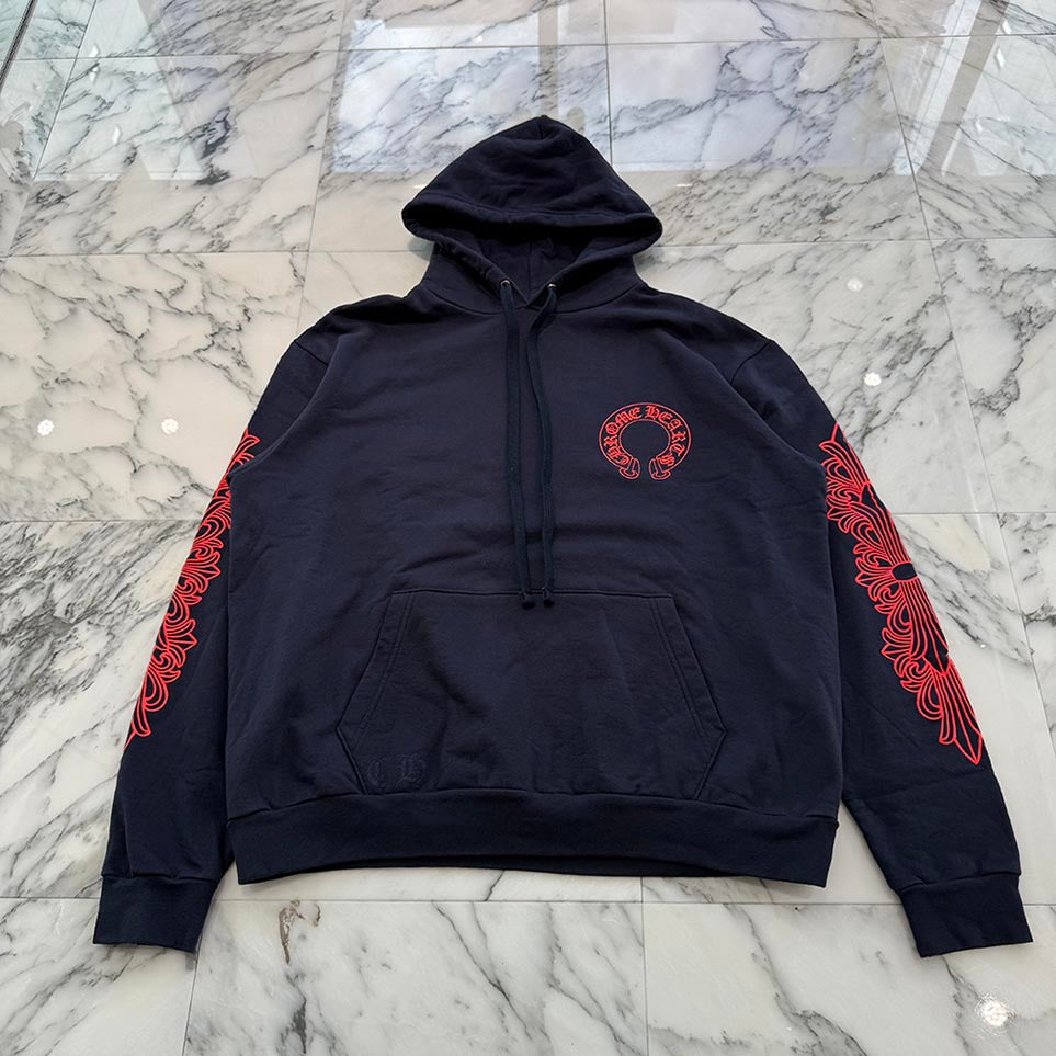 CHROME HEARTS 2025SS Floral Cross Horseshoe Pullover Hoodie Size L クロムハーツ フローラルクロス ホースシュー プルオーバーフーディー サイズL