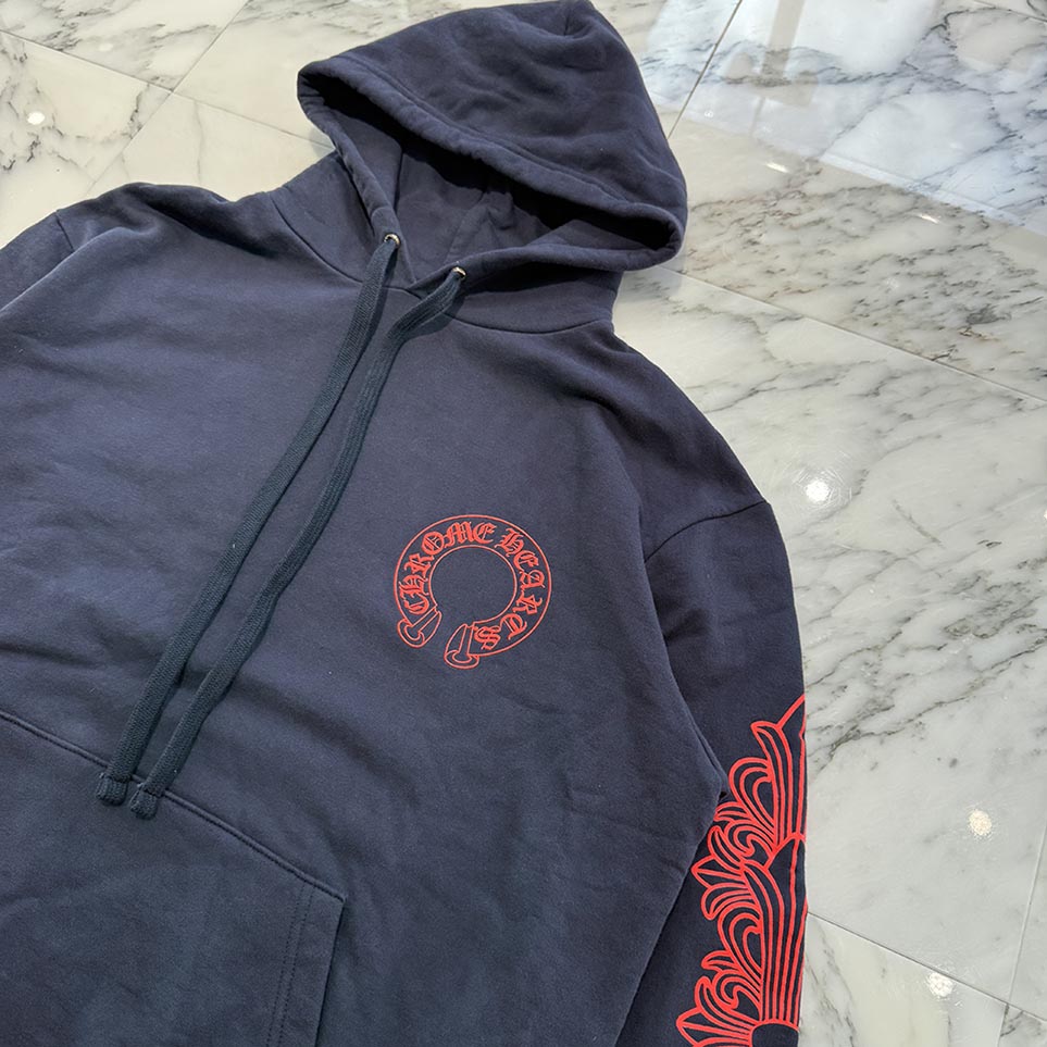 CHROME HEARTS 2025SS Floral Cross Horseshoe Pullover Hoodie Size L クロムハーツ フローラルクロス ホースシュー プルオーバーフーディー サイズL