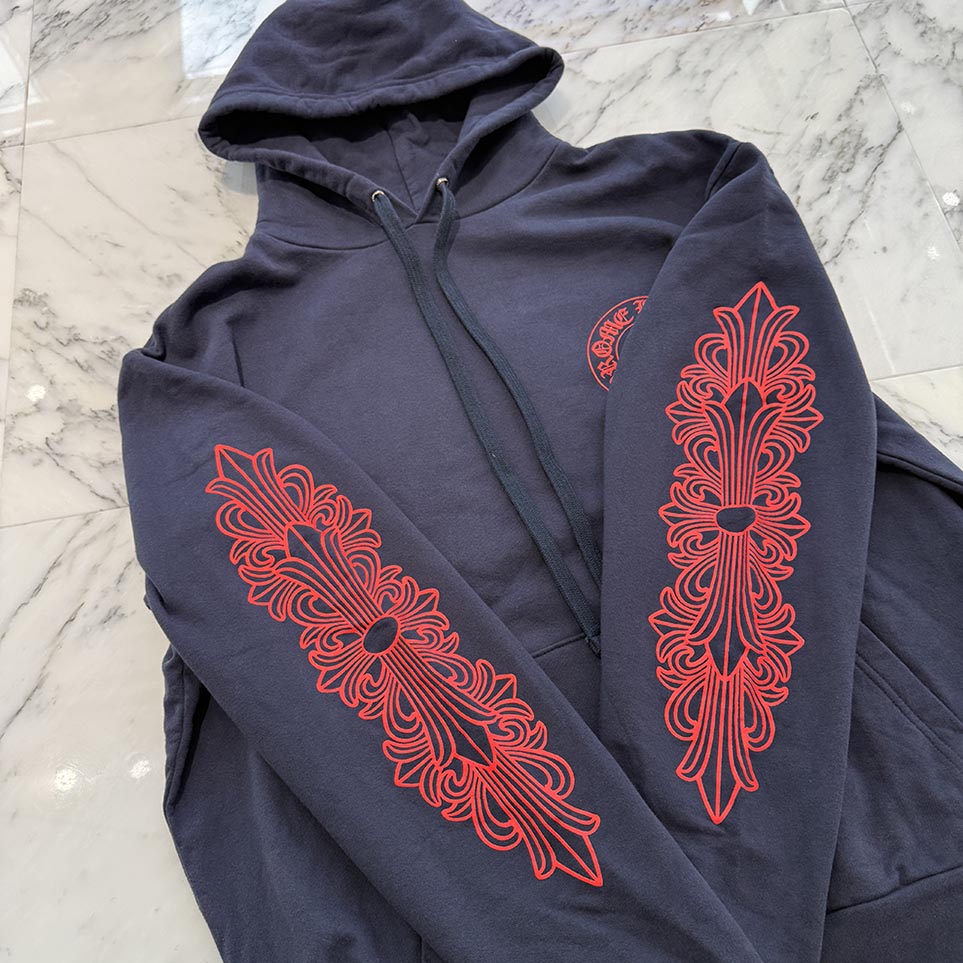 CHROME HEARTS 2025SS Floral Cross Horseshoe Pullover Hoodie Size L クロムハーツ フローラルクロス ホースシュー プルオーバーフーディー サイズL