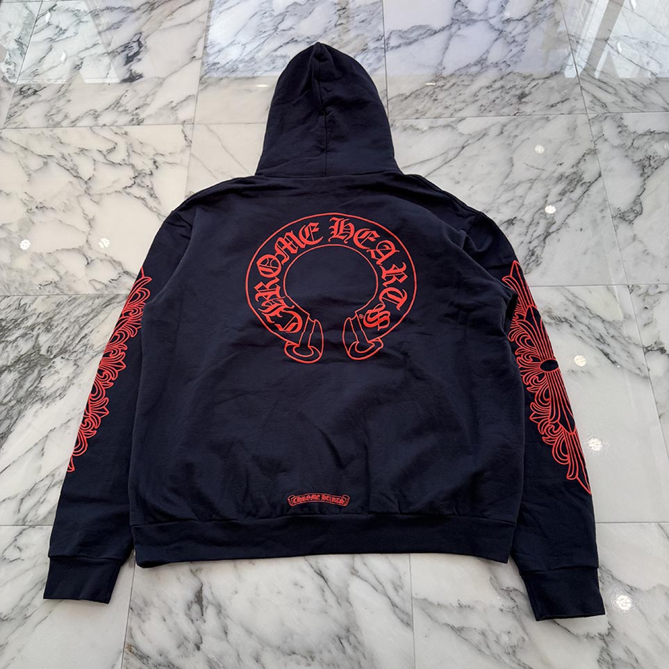 CHROME HEARTS 2025SS Floral Cross Horseshoe Pullover Hoodie Size L クロムハーツ フローラルクロス ホースシュー プルオーバーフーディー サイズL