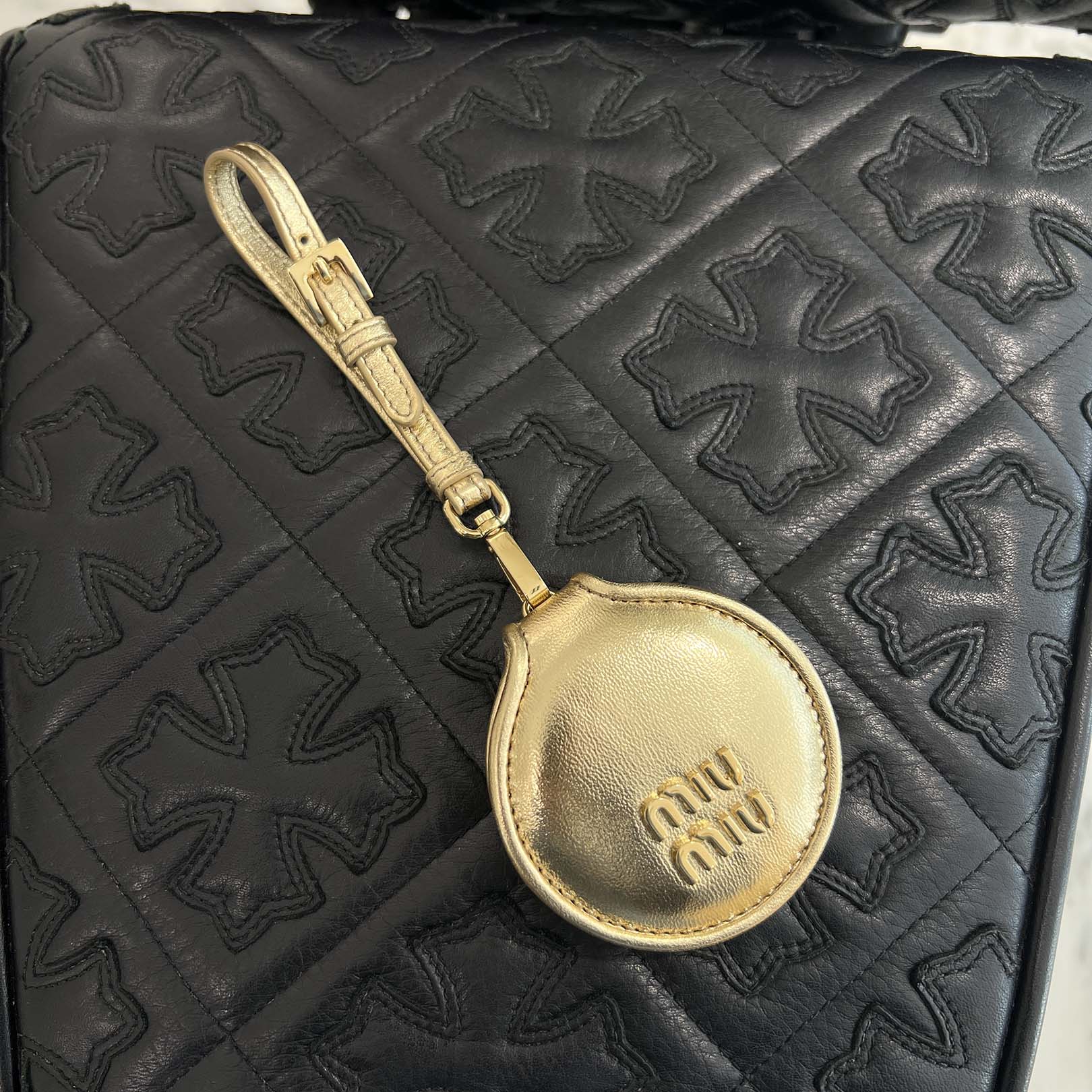 MIU MIU Front Metal Fittings Key Holder Mirror 5TL434 ミュウミュウ フロント金具キーホルダーミラー