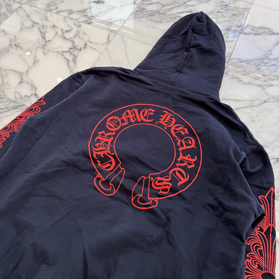 CHROME HEARTS 2025SS Floral Cross Horseshoe Pullover Hoodie Size L クロムハーツ フローラルクロス ホースシュー プルオーバーフーディー サイズL