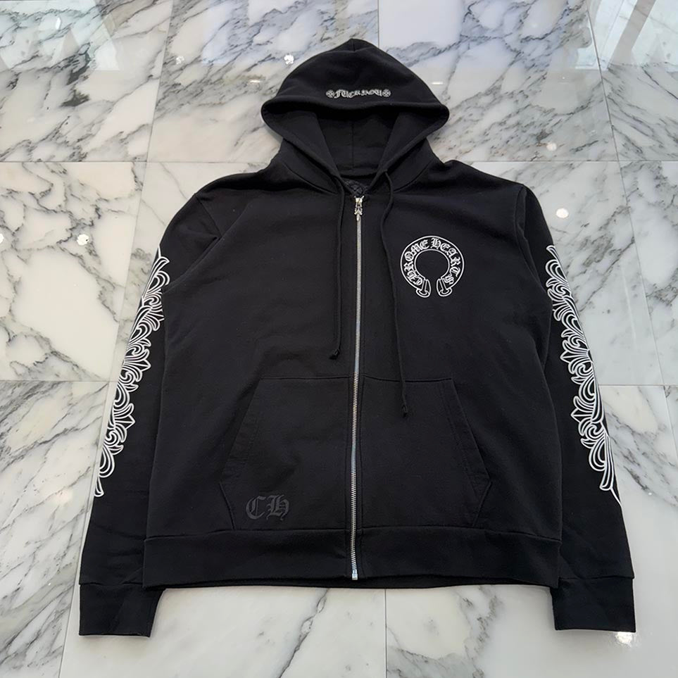 CHROME HEARTS Floral Cross FUCK YOU Horseshoe Zip Up Hoodie Size M クロムハーツ フローラルクロス ファックユー ホースシュー ジップアップフーディ サイズM