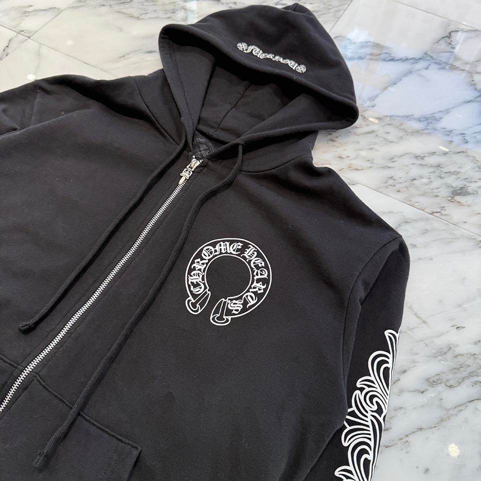 CHROME HEARTS Floral Cross FUCK YOU Horseshoe Zip Up Hoodie Size M クロムハーツ フローラルクロス ファックユー ホースシュー ジップアップフーディ サイズM