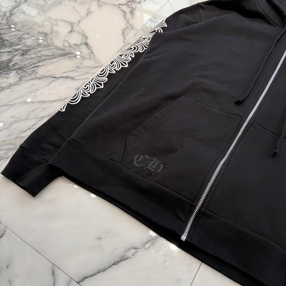 CHROME HEARTS Floral Cross FUCK YOU Horseshoe Zip Up Hoodie Size M クロムハーツ フローラルクロス ファックユー ホースシュー ジップアップフーディ サイズM