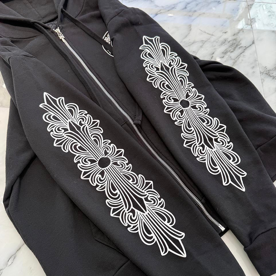 CHROME HEARTS Floral Cross FUCK YOU Horseshoe Zip Up Hoodie Size M クロムハーツ フローラルクロス ファックユー ホースシュー ジップアップフーディ サイズM