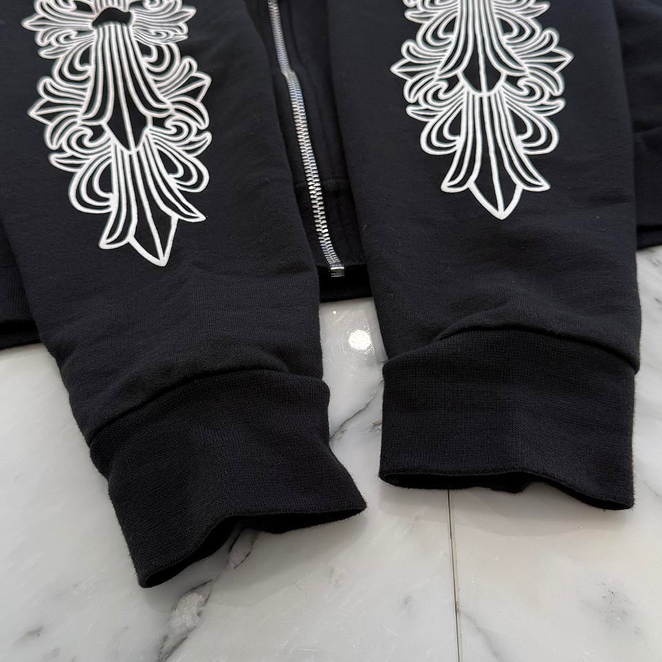 CHROME HEARTS Floral Cross FUCK YOU Horseshoe Zip Up Hoodie Size M クロムハーツ フローラルクロス ファックユー ホースシュー ジップアップフーディ サイズM