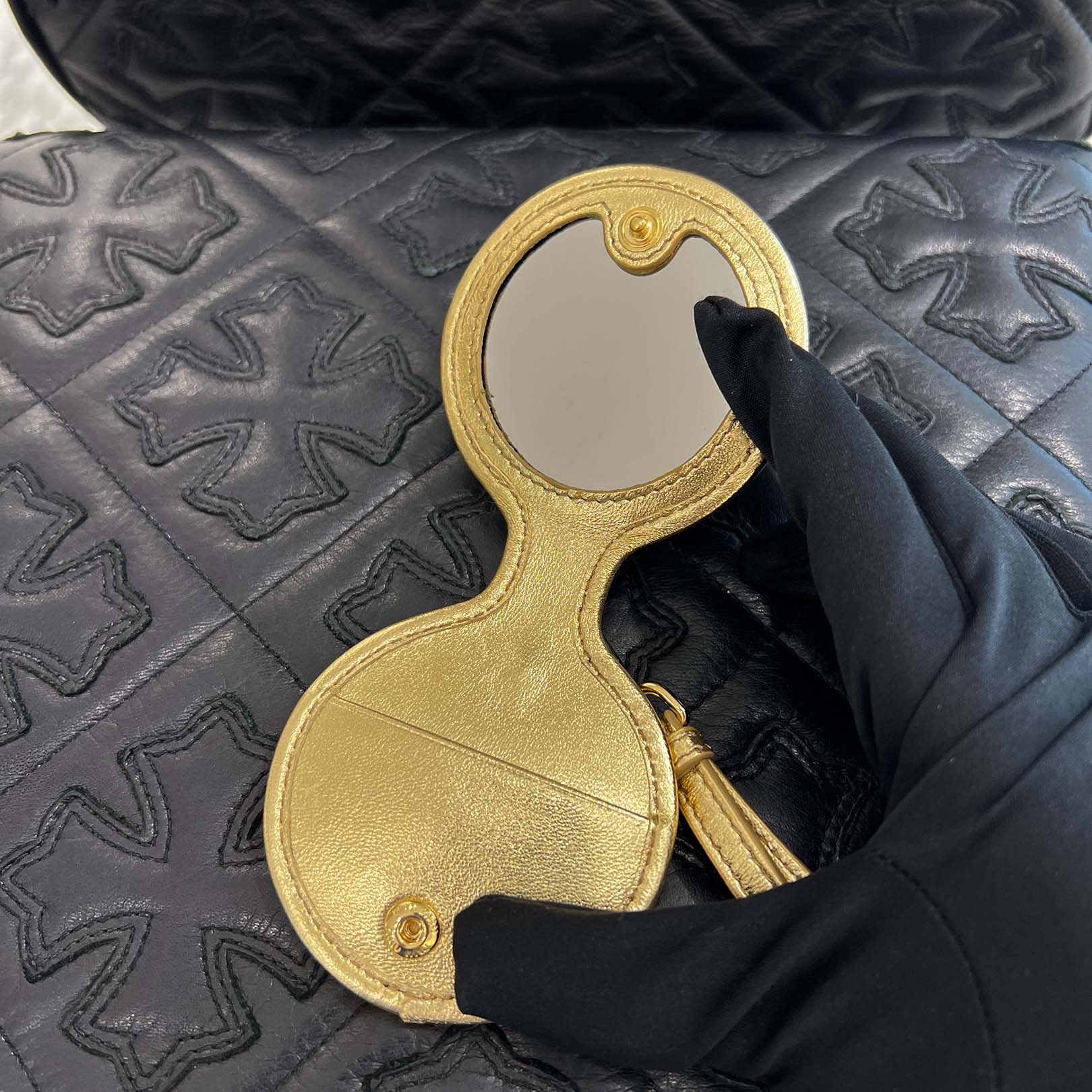 MIU MIU Front Metal Fittings Key Holder Mirror 5TL434 ミュウミュウ フロント金具キーホルダーミラー