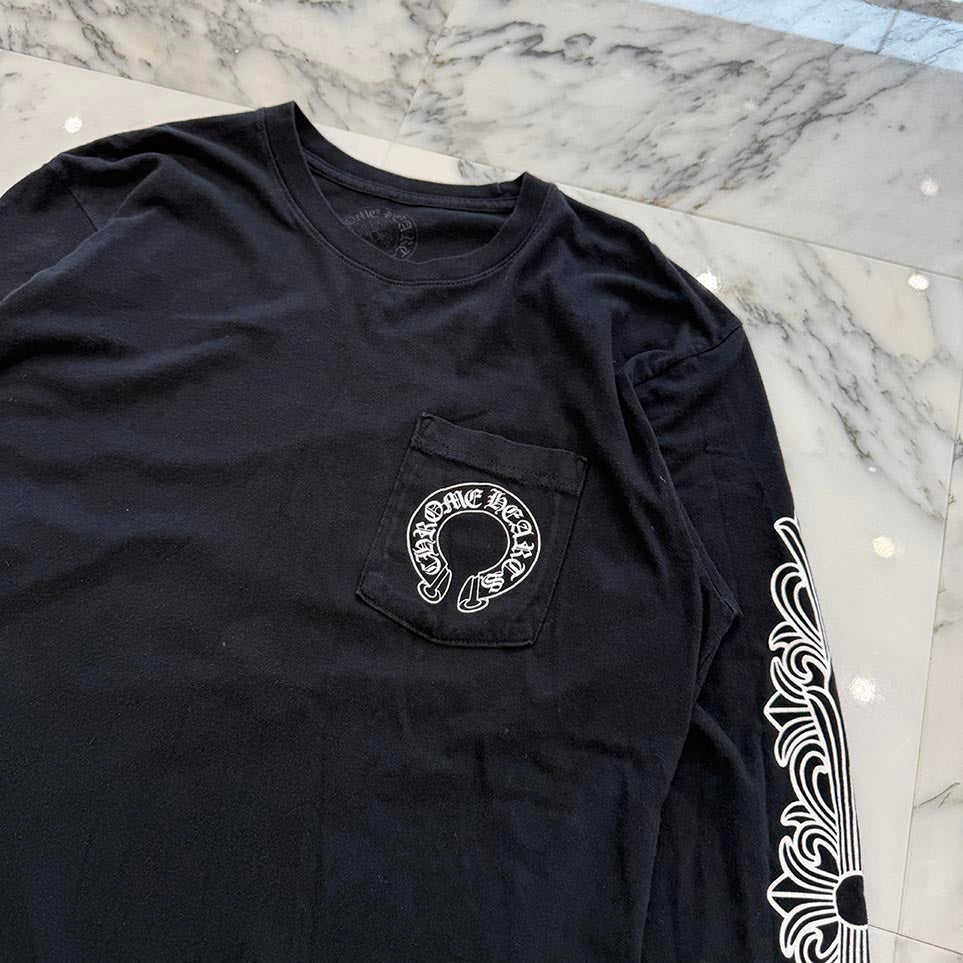 CHROME HEARTS Floral Cross Horseshoe Long Sleeve Tee Size L クロムハーツ フローラルクロス ホースシュー ロングスリーブ Tシャツ サイズL