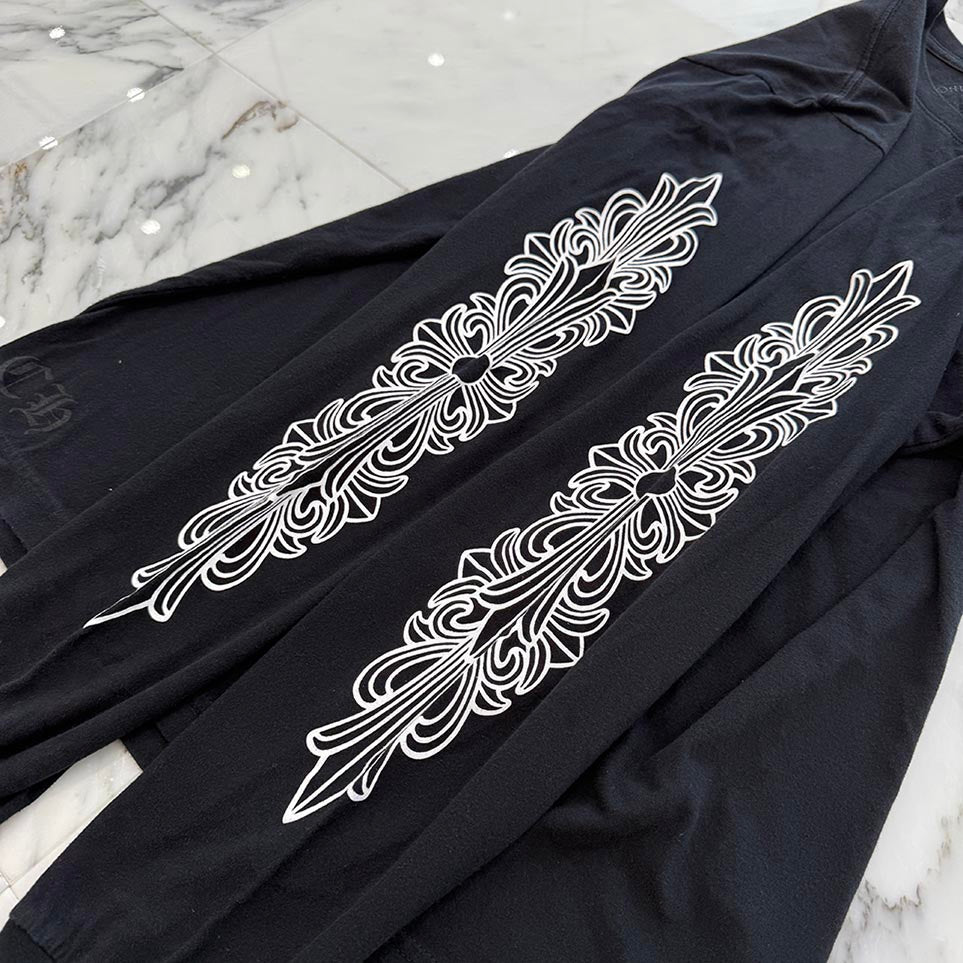 CHROME HEARTS Floral Cross Horseshoe Long Sleeve Tee Size L クロムハーツ フローラルクロス ホースシュー ロングスリーブ Tシャツ サイズL