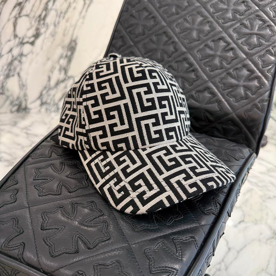 【バルマン】モノグラム　ベースボールキャップ BALMAIN 2023SS Monogram Cotton Cap XA015C294 Size TU バルマン