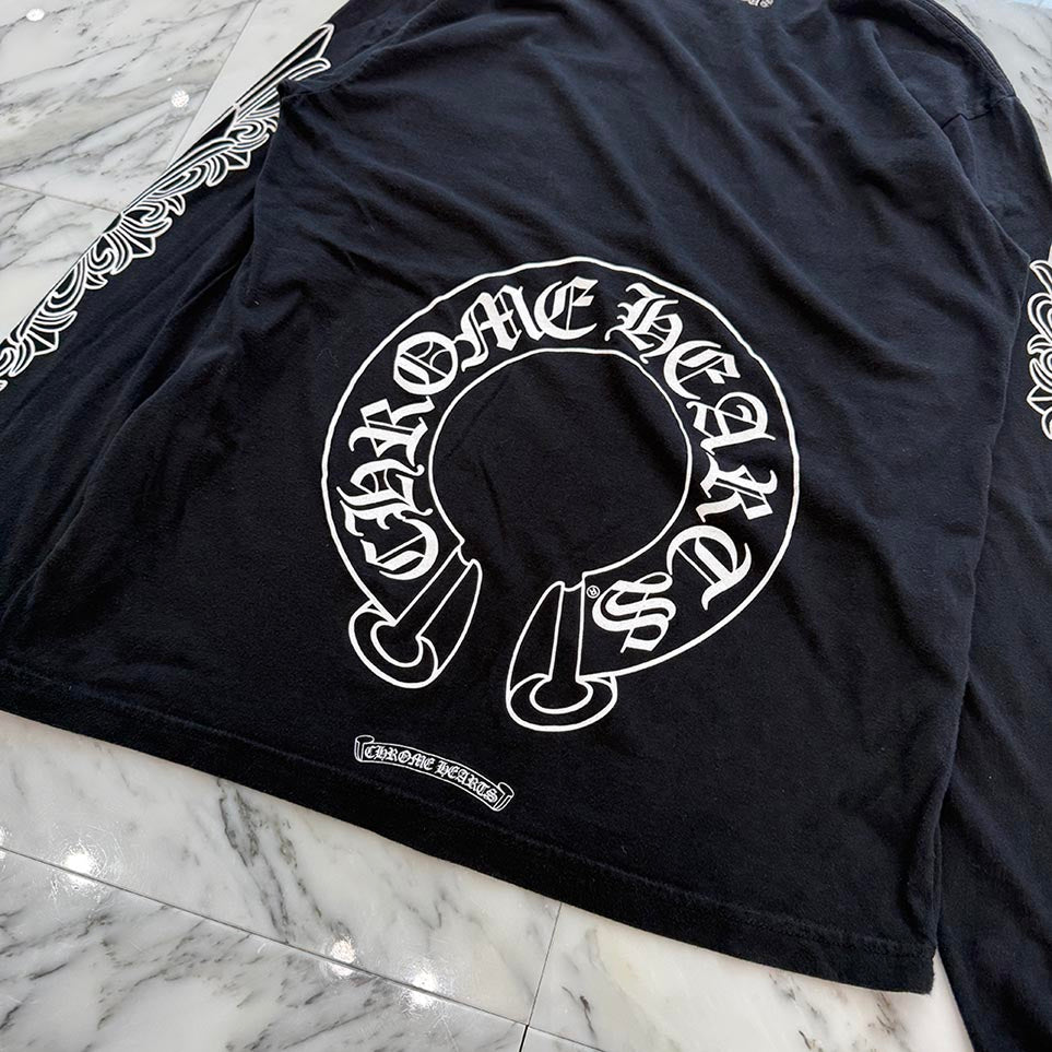 CHROME HEARTS Floral Cross Horseshoe Long Sleeve Tee Size L クロムハーツ フローラルクロス ホースシュー ロングスリーブ Tシャツ サイズL