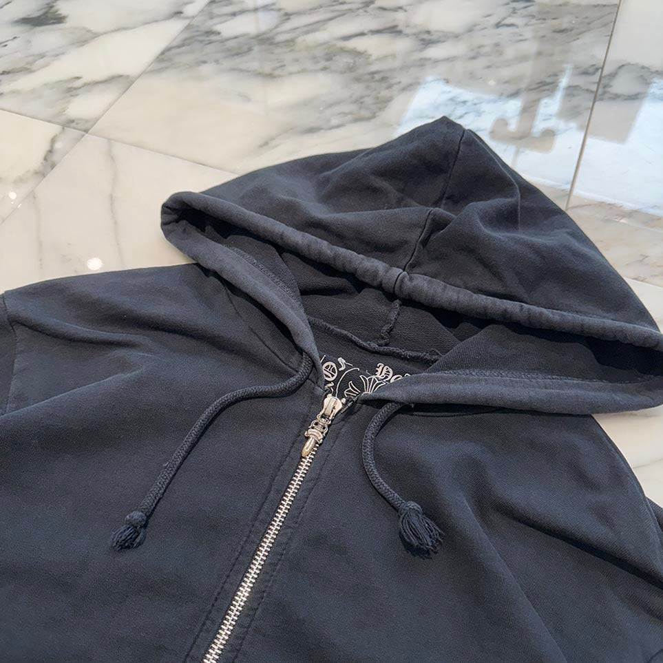 CHROME HEARTS Floral Cross Horseshoe Zip Up Hoodie Size S クロムハーツ フローラルクロス ホースシュー ジップアップフーディ サイズS