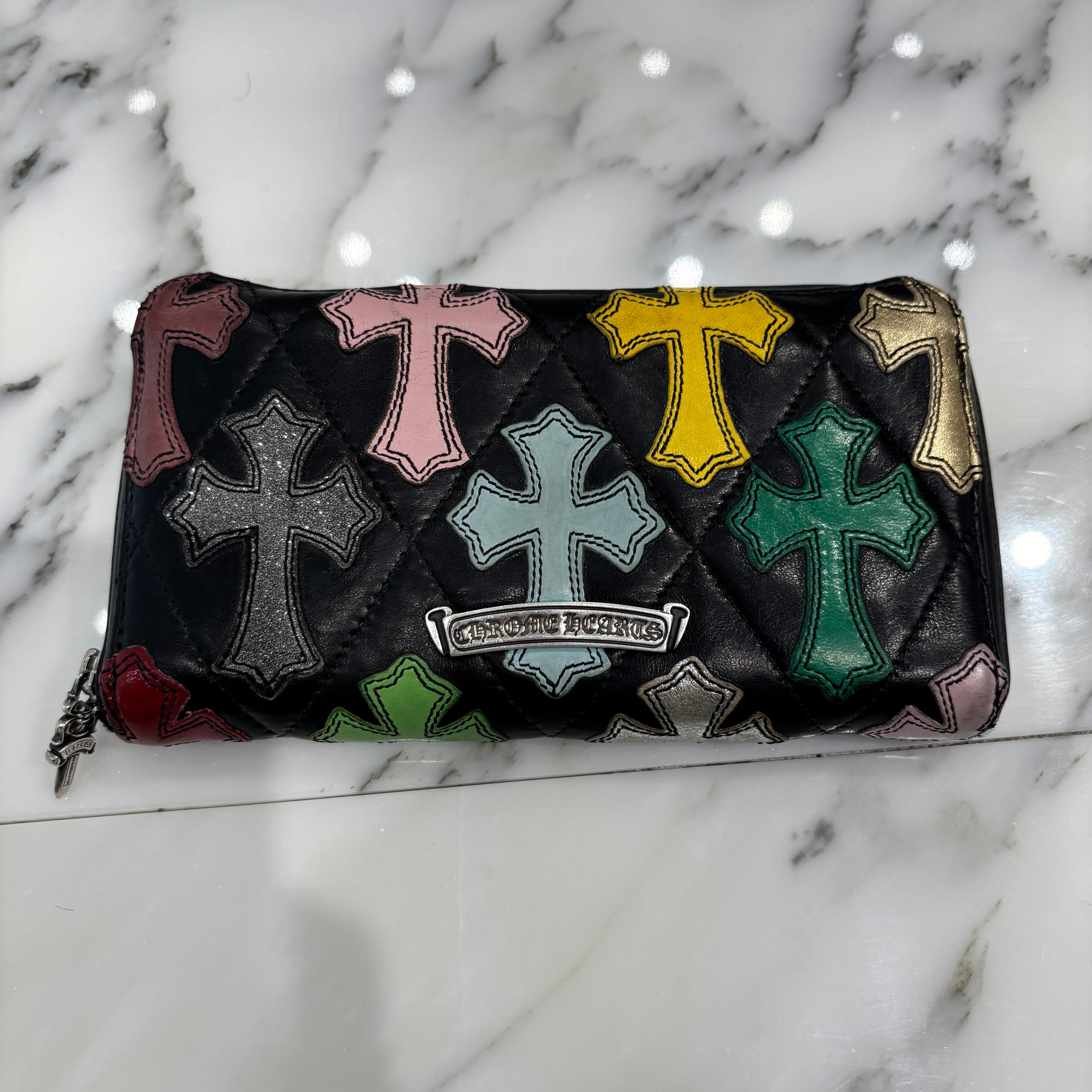 t*y様 美品CHROMEHEARTSクロムハーツマルチセメタリークロスウォレッ CHROME HEARTS Multi Cemetery Cross Leather Patch Wallet クロム