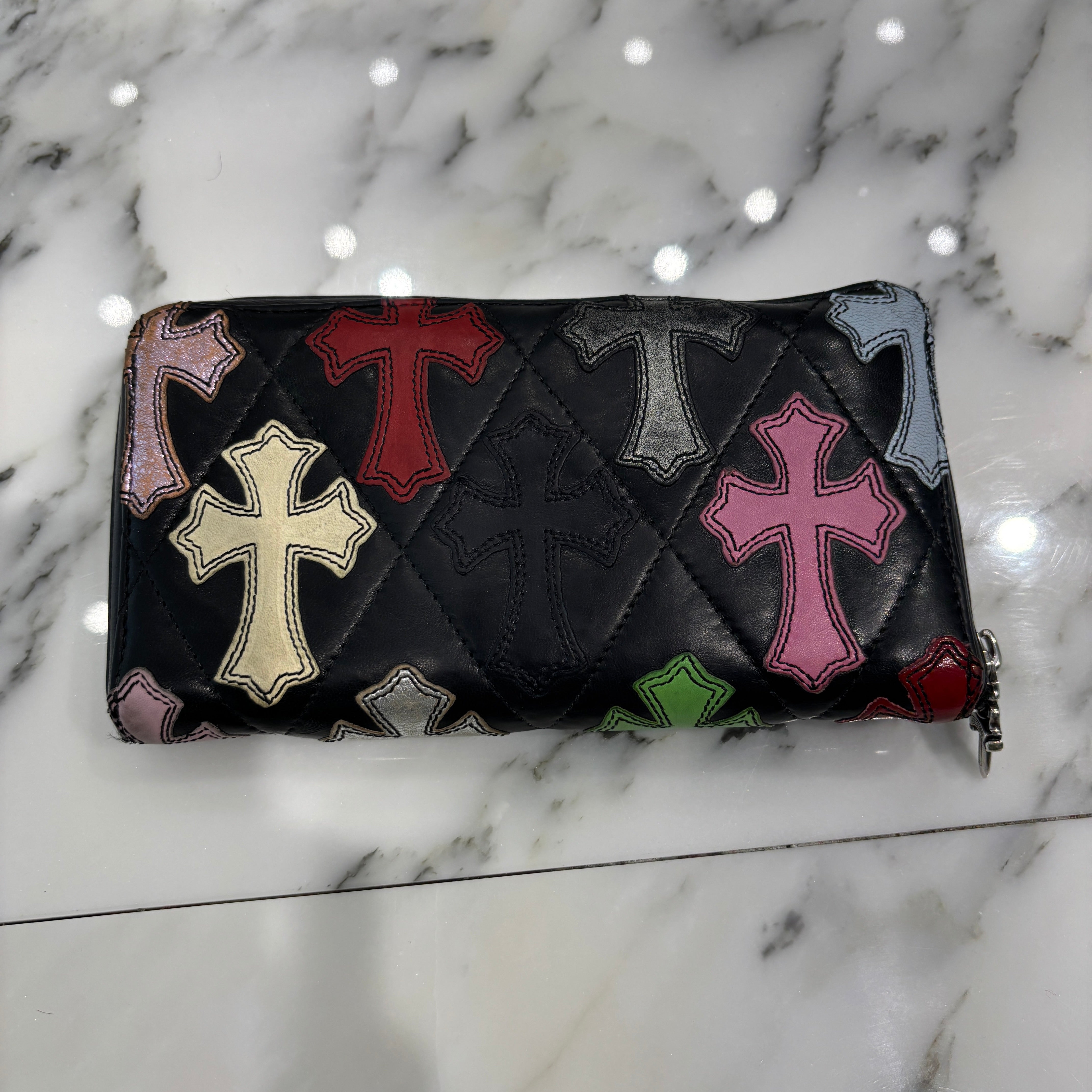 CHROME HEARTS Multi Cemetery Cross Leather Patch Wallet クロム