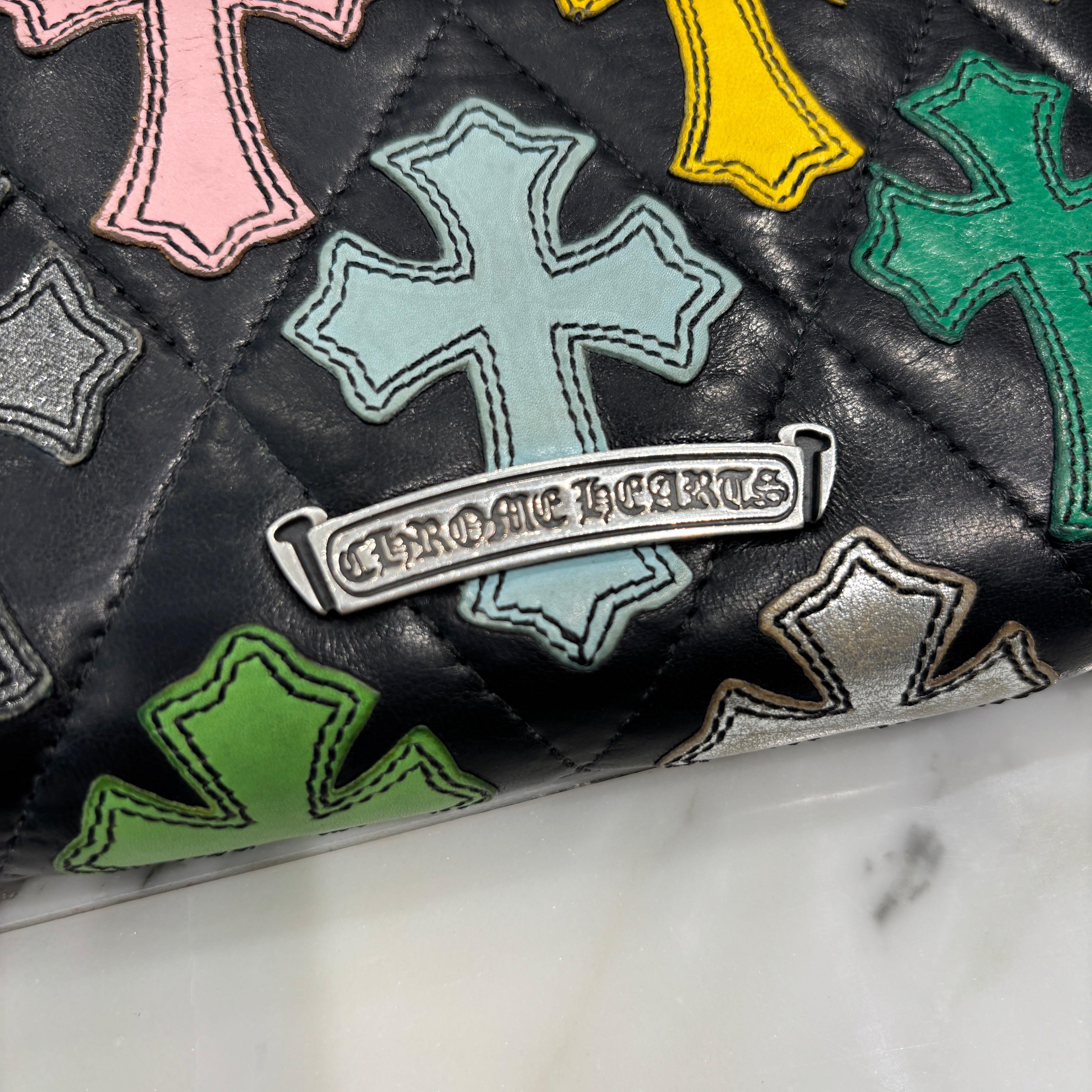 CHROME HEARTS Multi Cemetery Cross Leather Patch Wallet クロム
