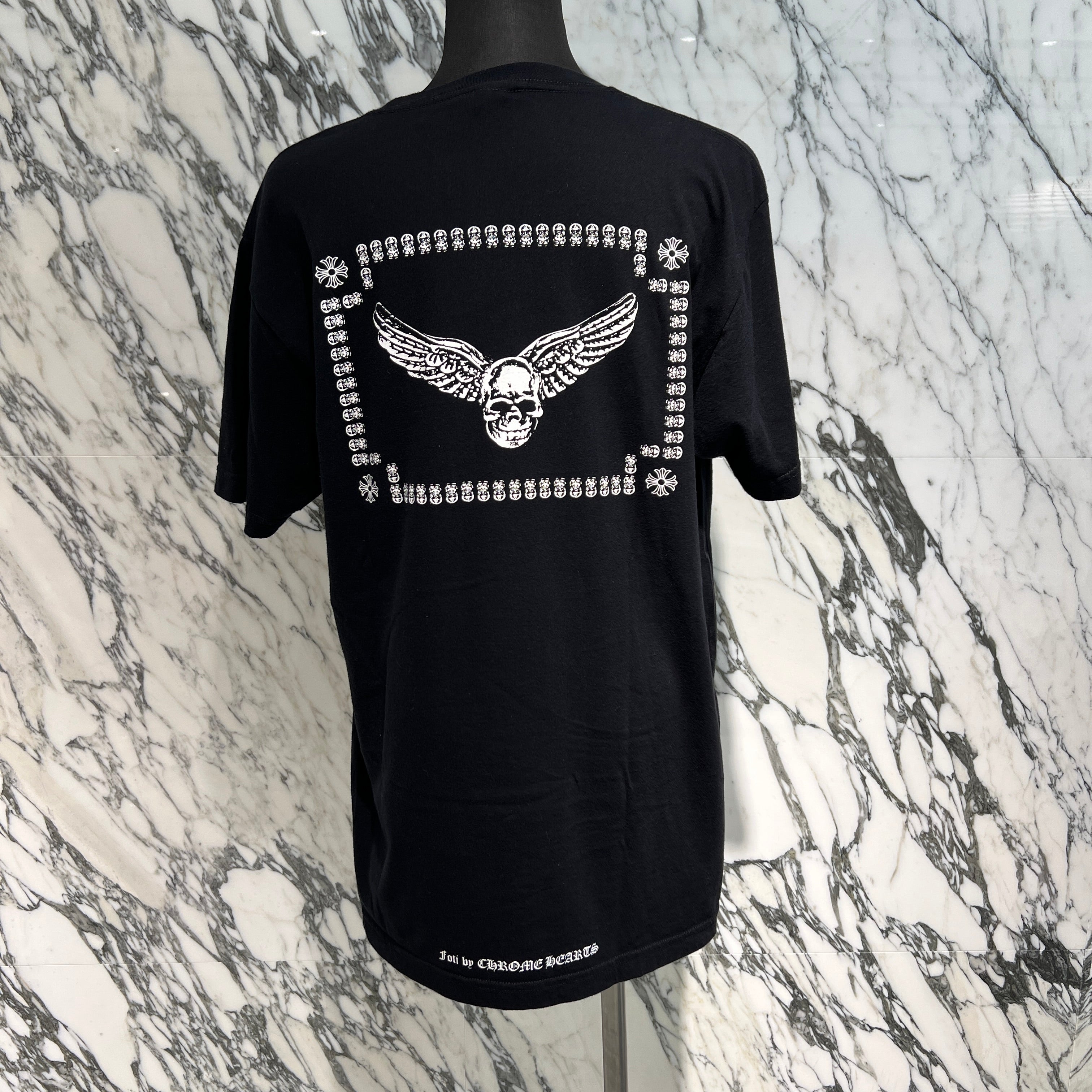 CHROME HEARTS JOE FOTI Back CH Plus Skull Wing Print Tee Size L クロムハーツ ジョーフォティ バックCHプラス スカルウィング Tシャツ サイズL