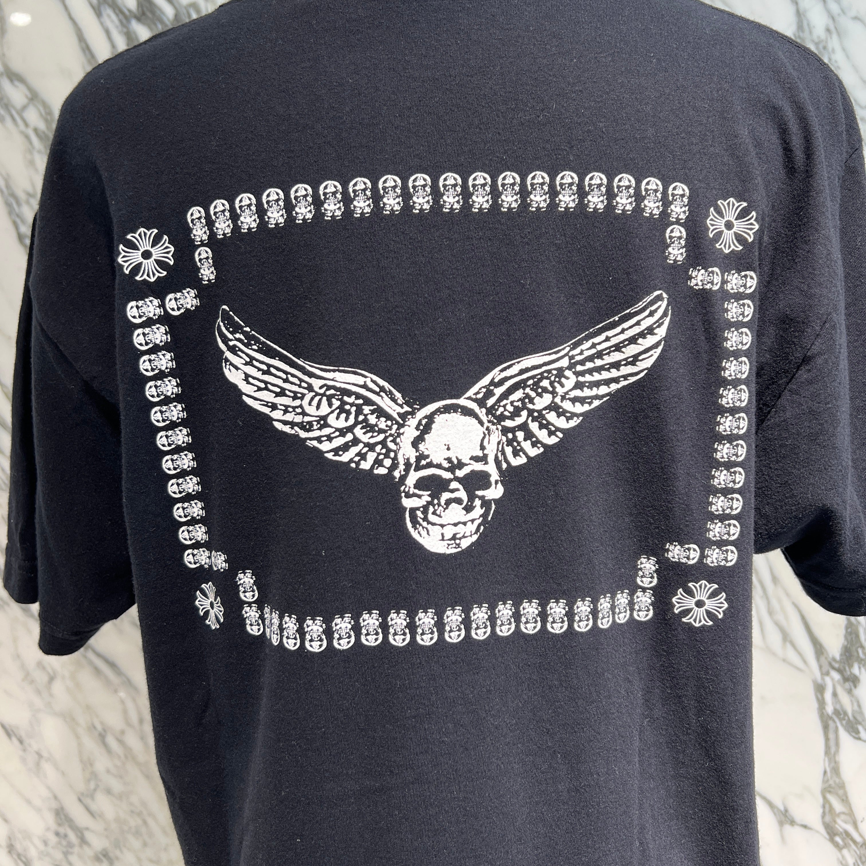 CHROME HEARTS 黒のスカル翼デザインTシャツ CHROME HEARTS 黒のスカル翼デザインTシャツ