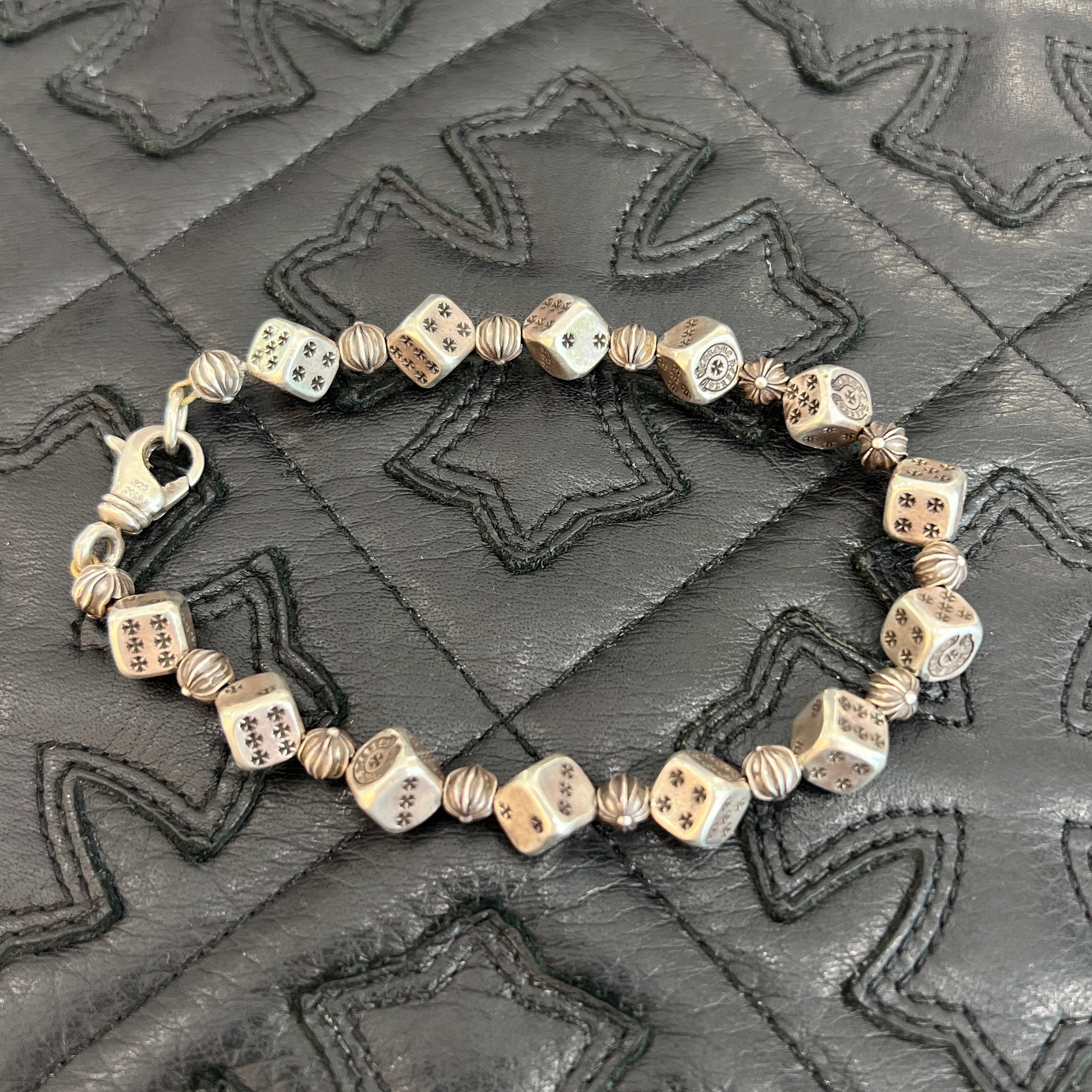 CHROME HEARTS DICE Cross Ball Silver Bracelet Size 13 LINK クロムハーツ ダイス クロスボール シルバー ブレスレット サイズ13リンク