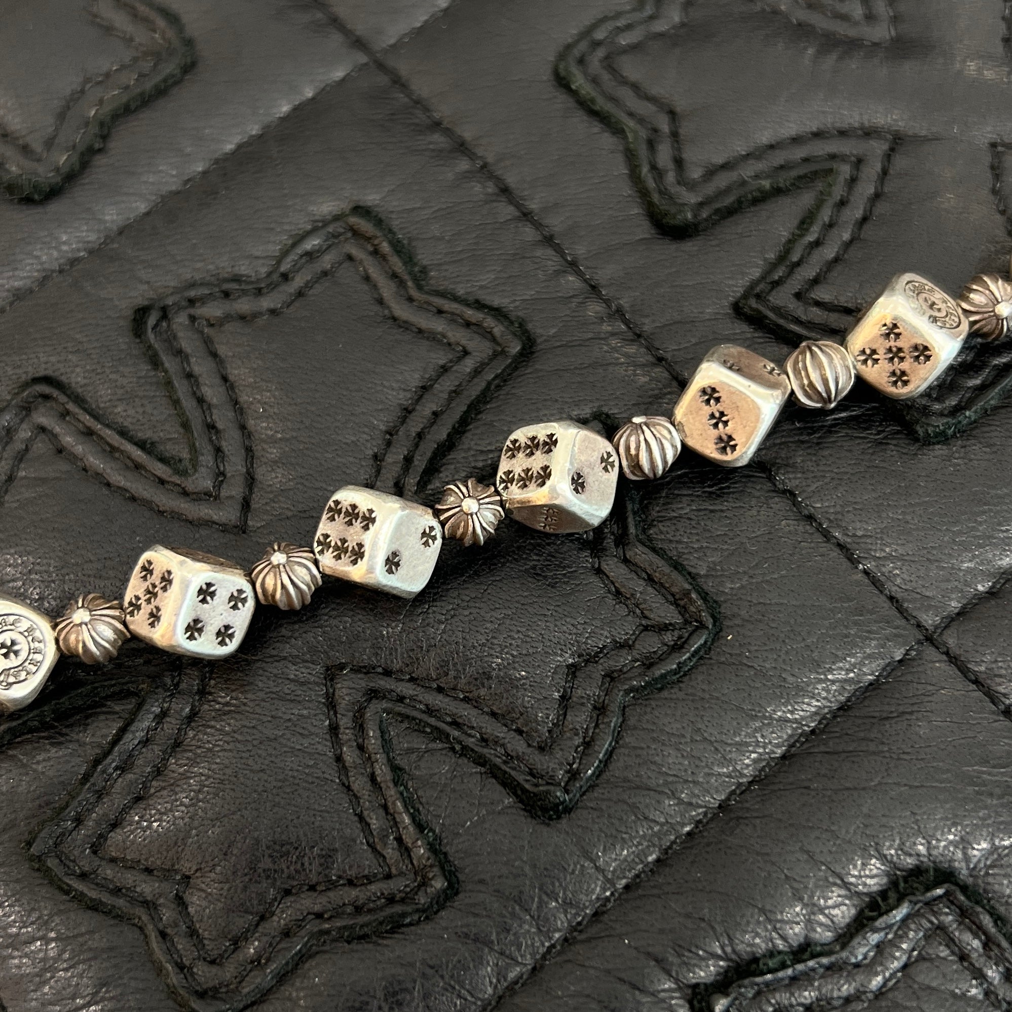 CHROME HEARTS DICE Cross Ball Silver Bracelet Size 13 LINK クロムハーツ ダイス クロスボール シルバー ブレスレット サイズ13リンク