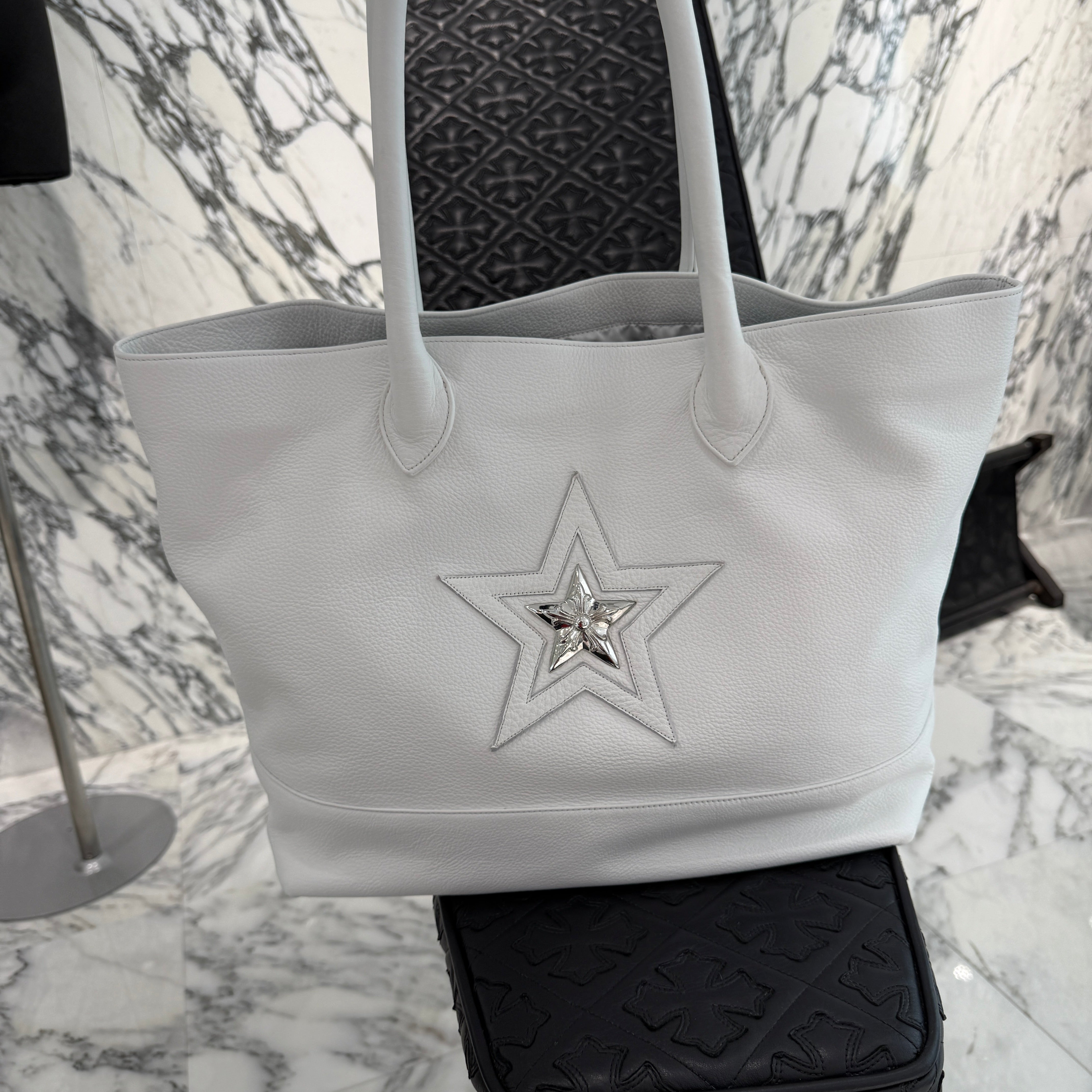CHROME HEARTS STAR Patch Leather Tote Bag クロムハーツ スターパッチ レザートートバッグ