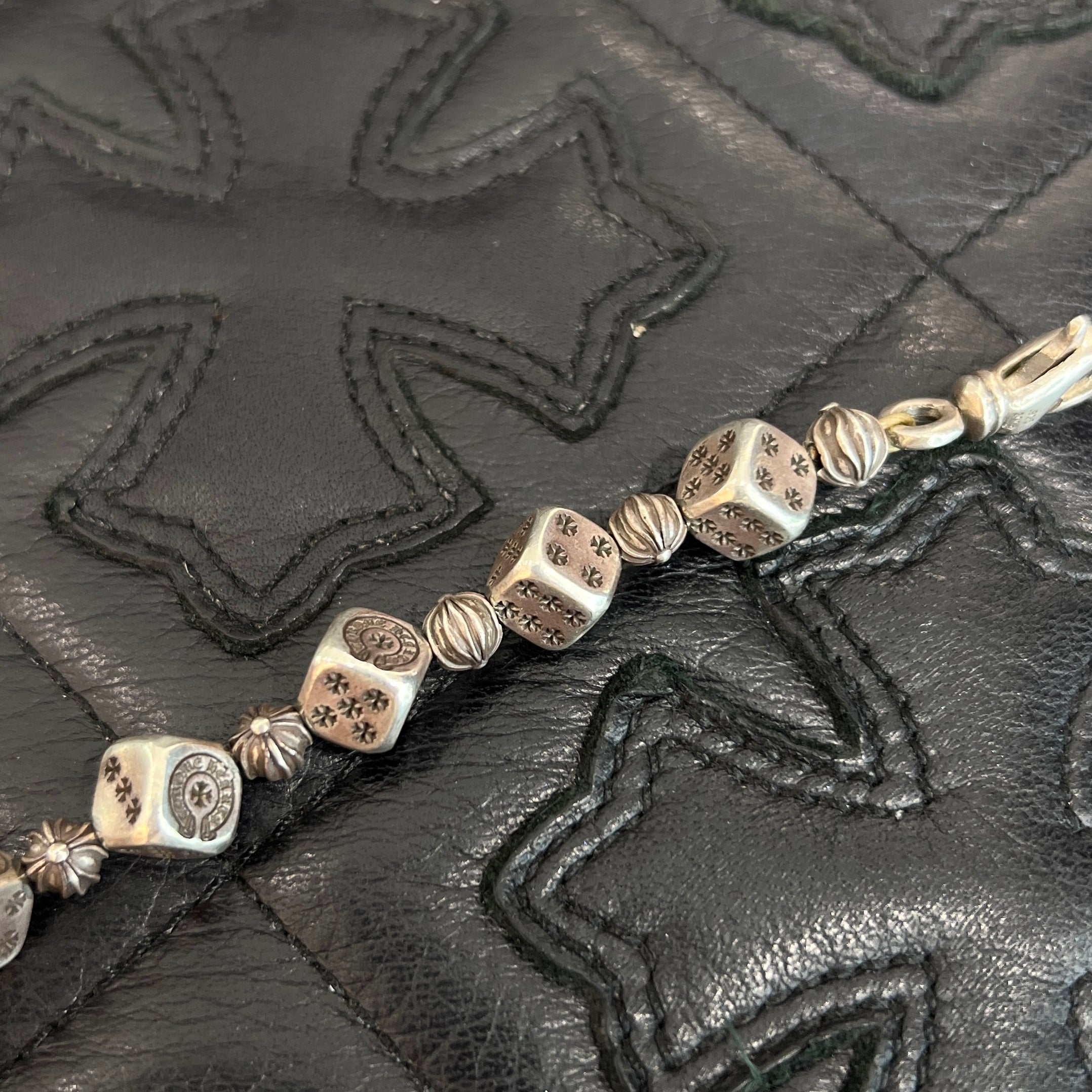 CHROME HEARTS DICE Cross Ball Silver Bracelet Size 13 LINK クロムハーツ ダイス クロスボール シルバー ブレスレット サイズ13リンク