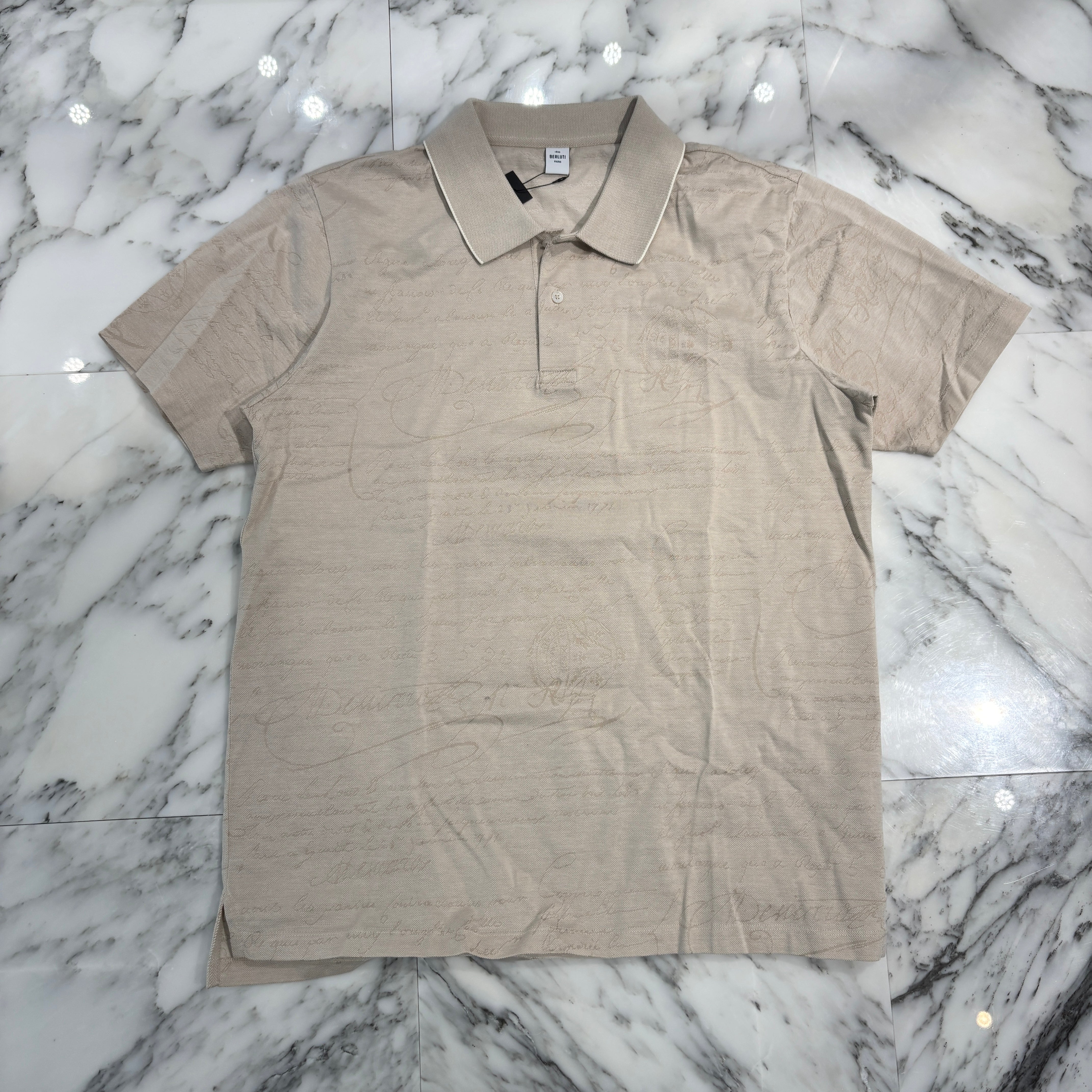 BERLUTI 2024SS Scritto Pique Polo Shirt R26JPS59002 Size 2XL ベルルッティ スクリット ピケ ポロシャツ サイズ2XL