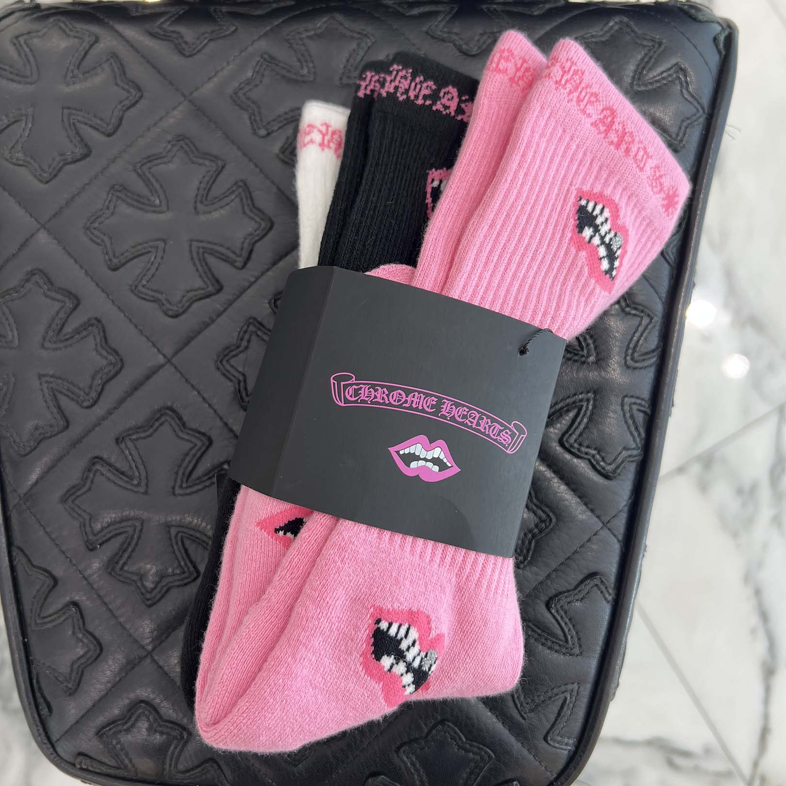 CHROME HEARTS × MATTY BOY Chomper Socks x3 Size M (JP16-18) クロムハーツ × マッティボーイ チョンパー ソックス 靴下 サイズM (JP16-18)