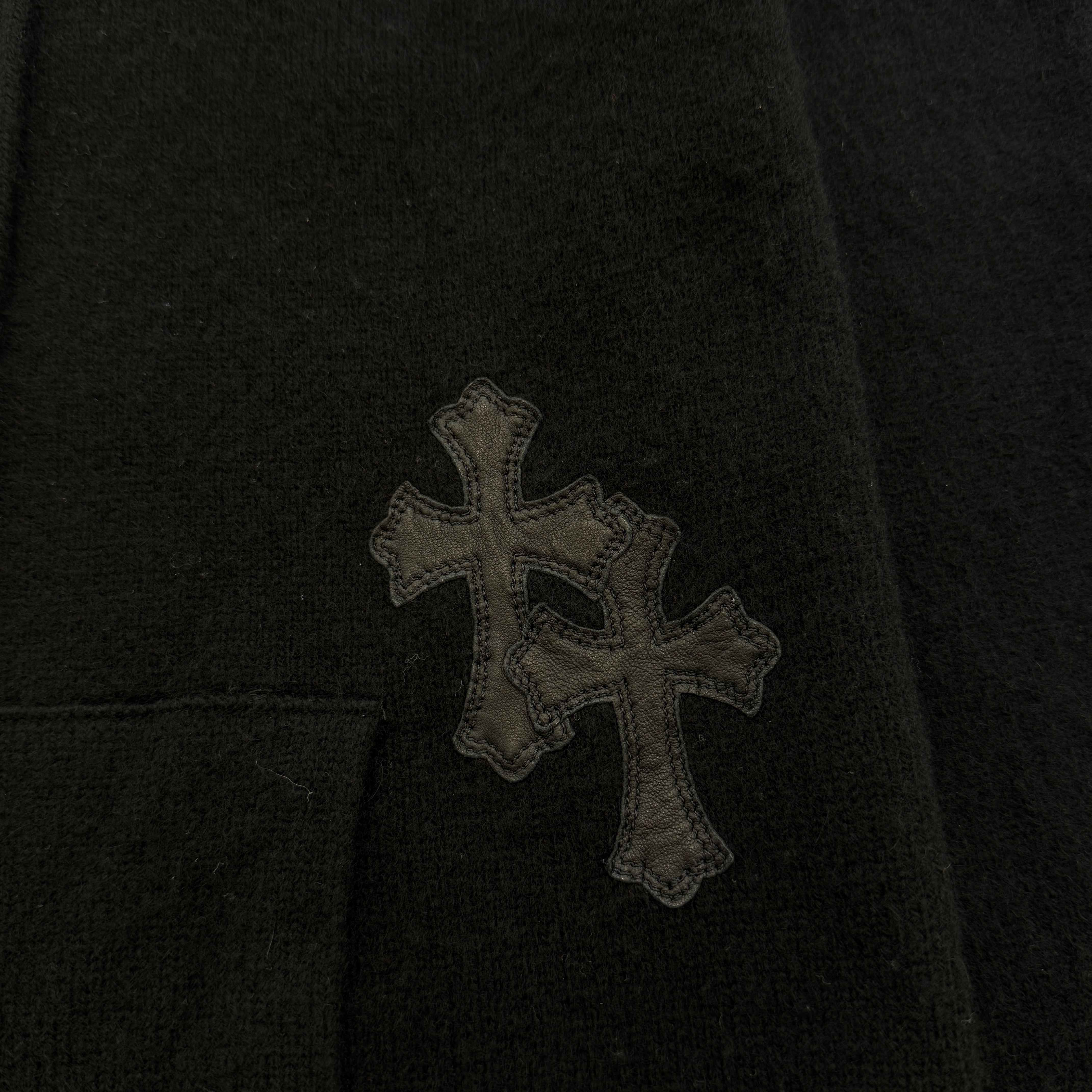 CHROME HEARTS Y NOT Cross Leather Patch Cashmere Pullover Knit Sweater Size M クロムハーツ ワイノット クロスレザーパッチ カシミヤ プルオーバー ニットセーター  サイズM