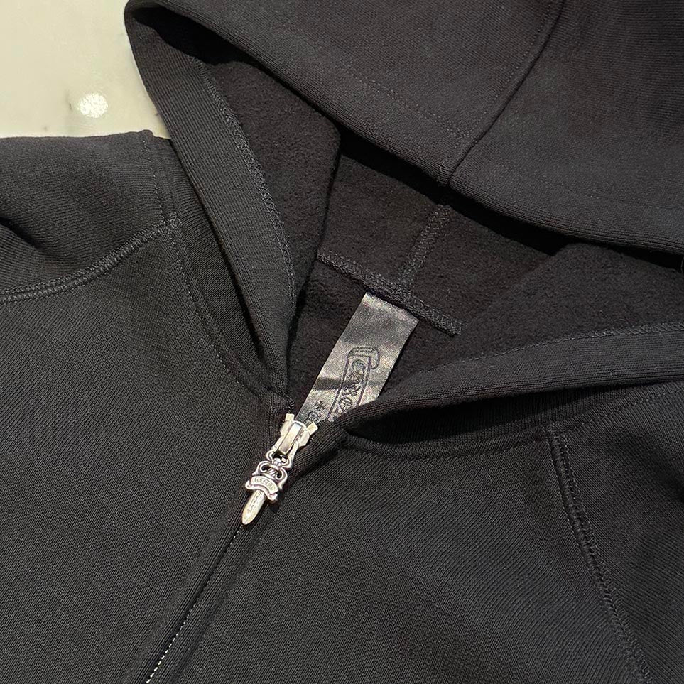 【未使用品】Chrome Hearts セメタリークロスパッチフーディー CHROME HEARTS Y NOT Cemetery Cross Leather Patch Zip Up Hoodie