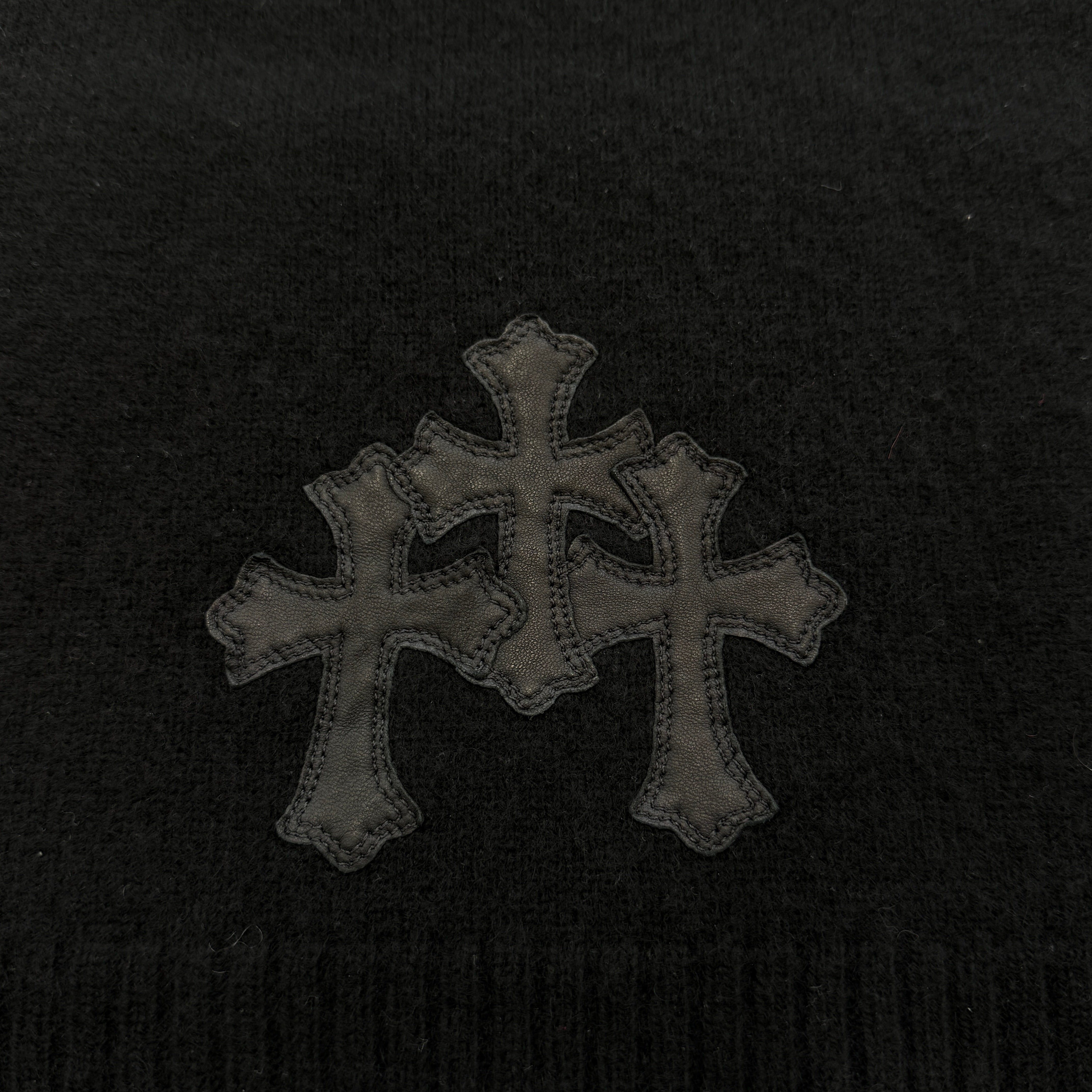 CHROME HEARTS Y NOT Cross Leather Patch Cashmere Pullover Knit Sweater Size M クロムハーツ ワイノット クロスレザーパッチ カシミヤ プルオーバー ニットセーター  サイズM