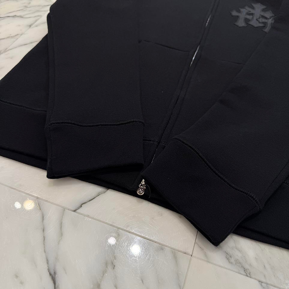 【未使用品】Chrome Hearts セメタリークロスパッチフーディー CHROME HEARTS Y NOT Cemetery Cross Leather Patch Zip Up Hoodie